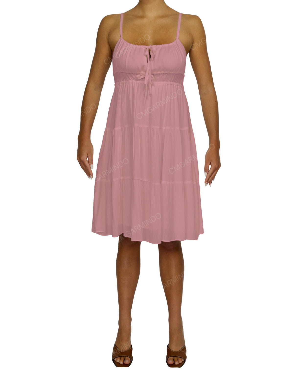Shirred Waist Tiered Mini Dress