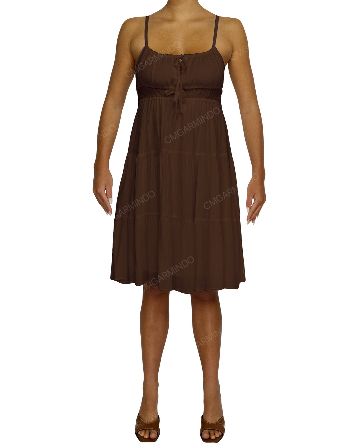 Shirred Waist Tiered Mini Dress