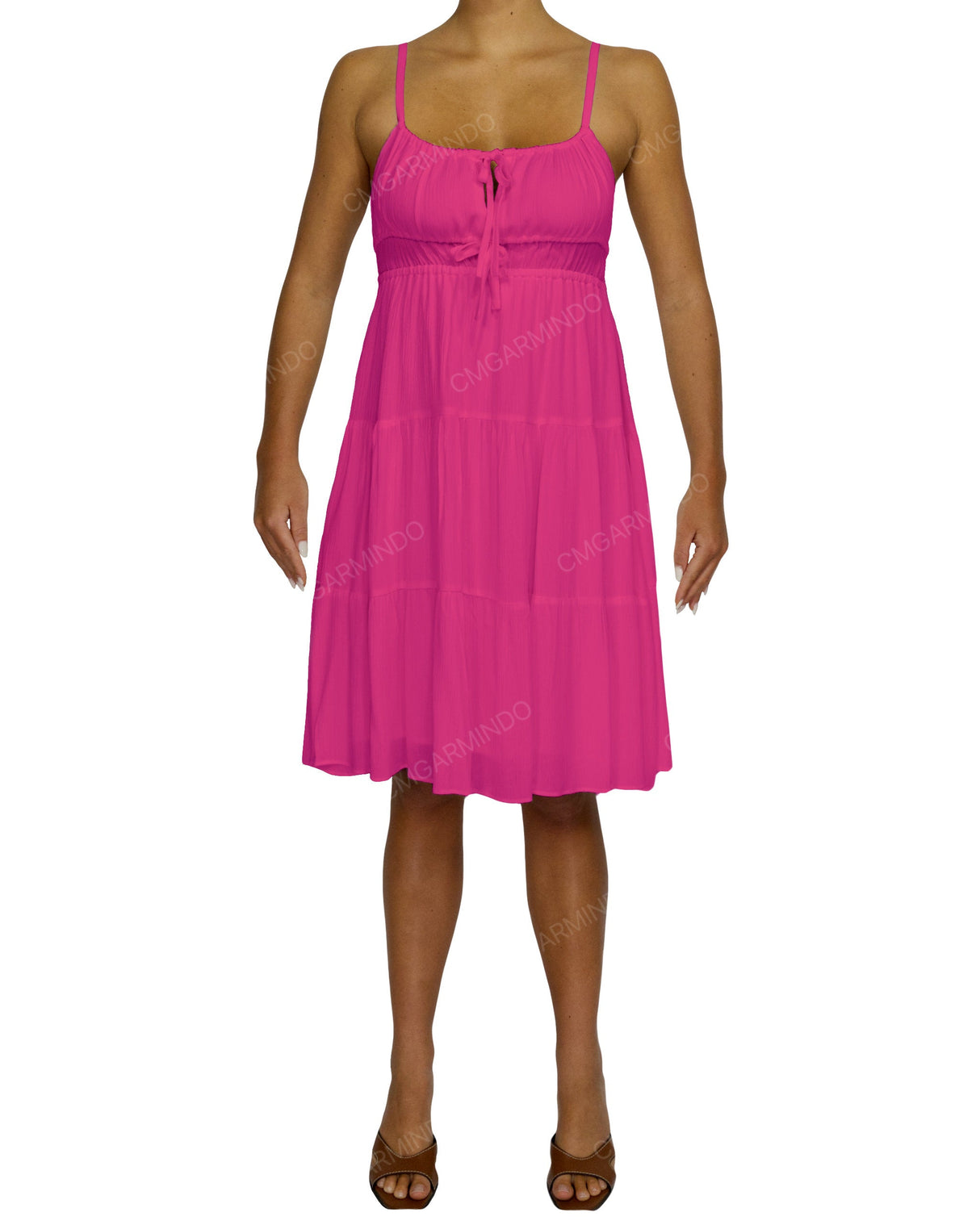 Shirred Waist Tiered Mini Dress