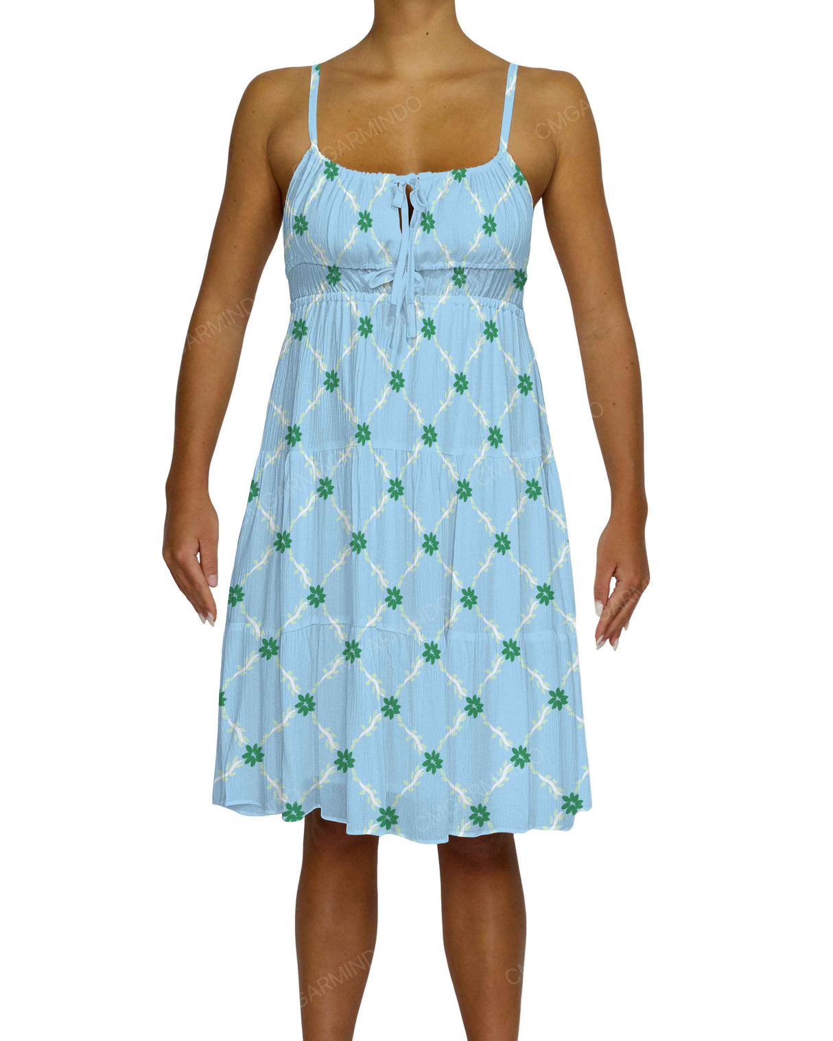 Shirred Waist Tiered Mini Dress