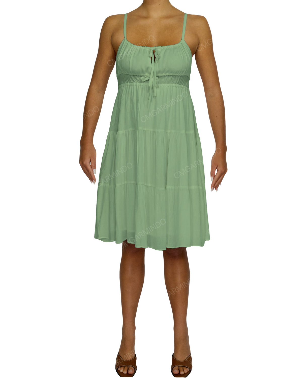 Shirred Waist Tiered Mini Dress