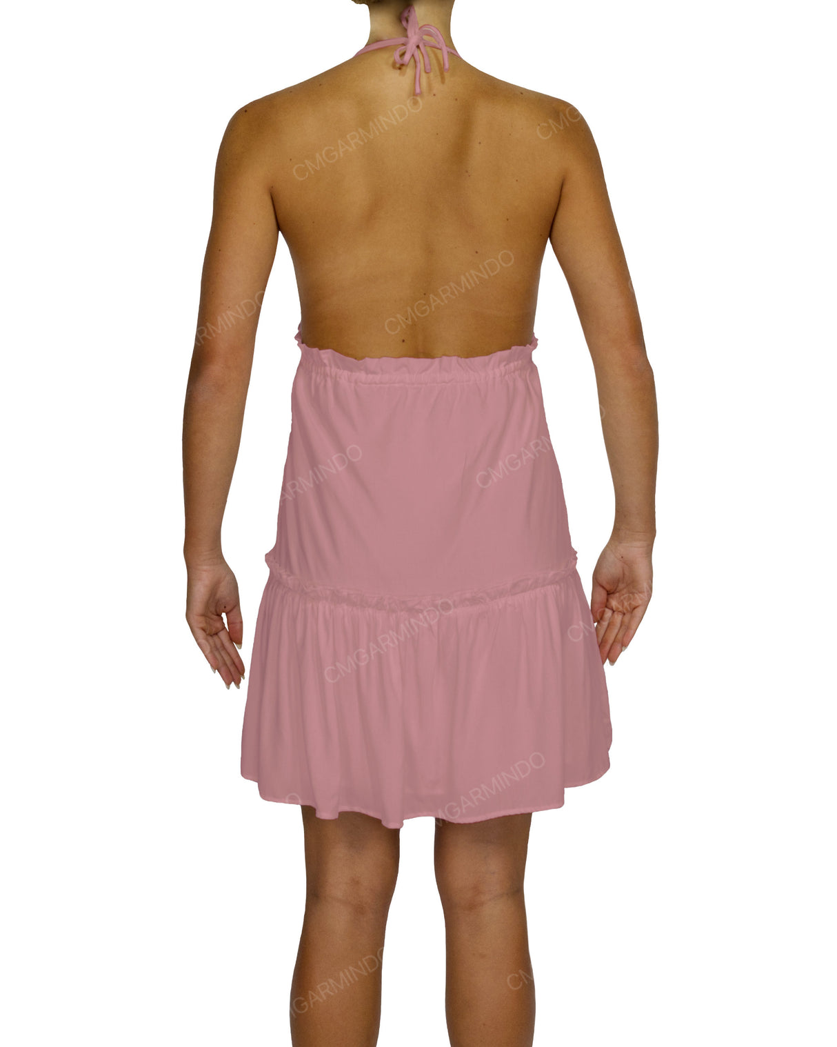 Halter Tie Ruffle Tiered Mini Dress