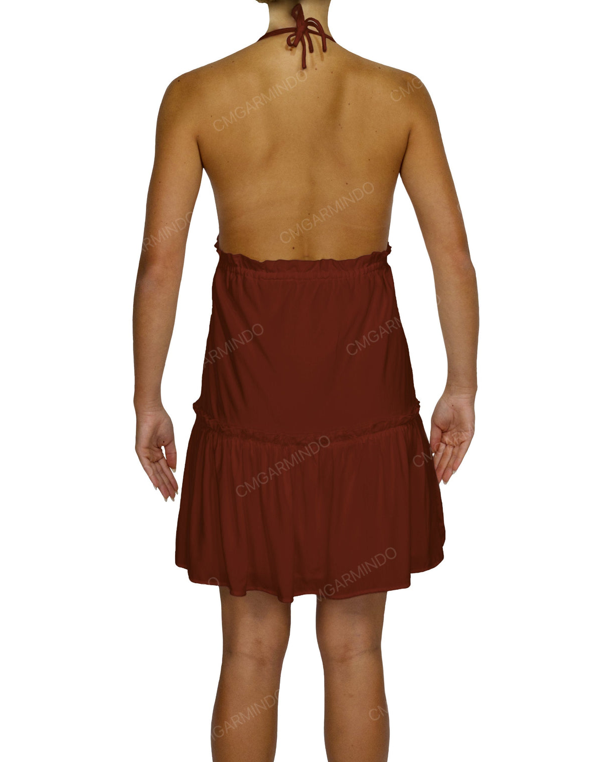 Halter Tie Ruffle Tiered Mini Dress