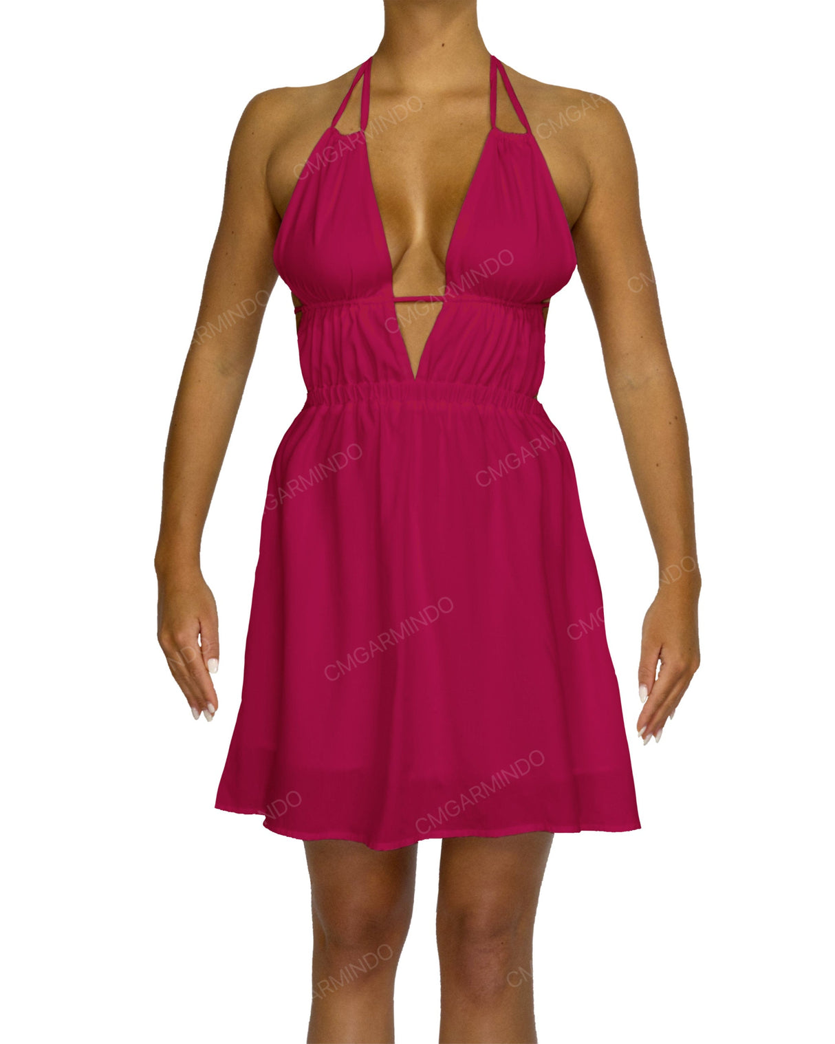 Halter Tie Deep V Mini Dress