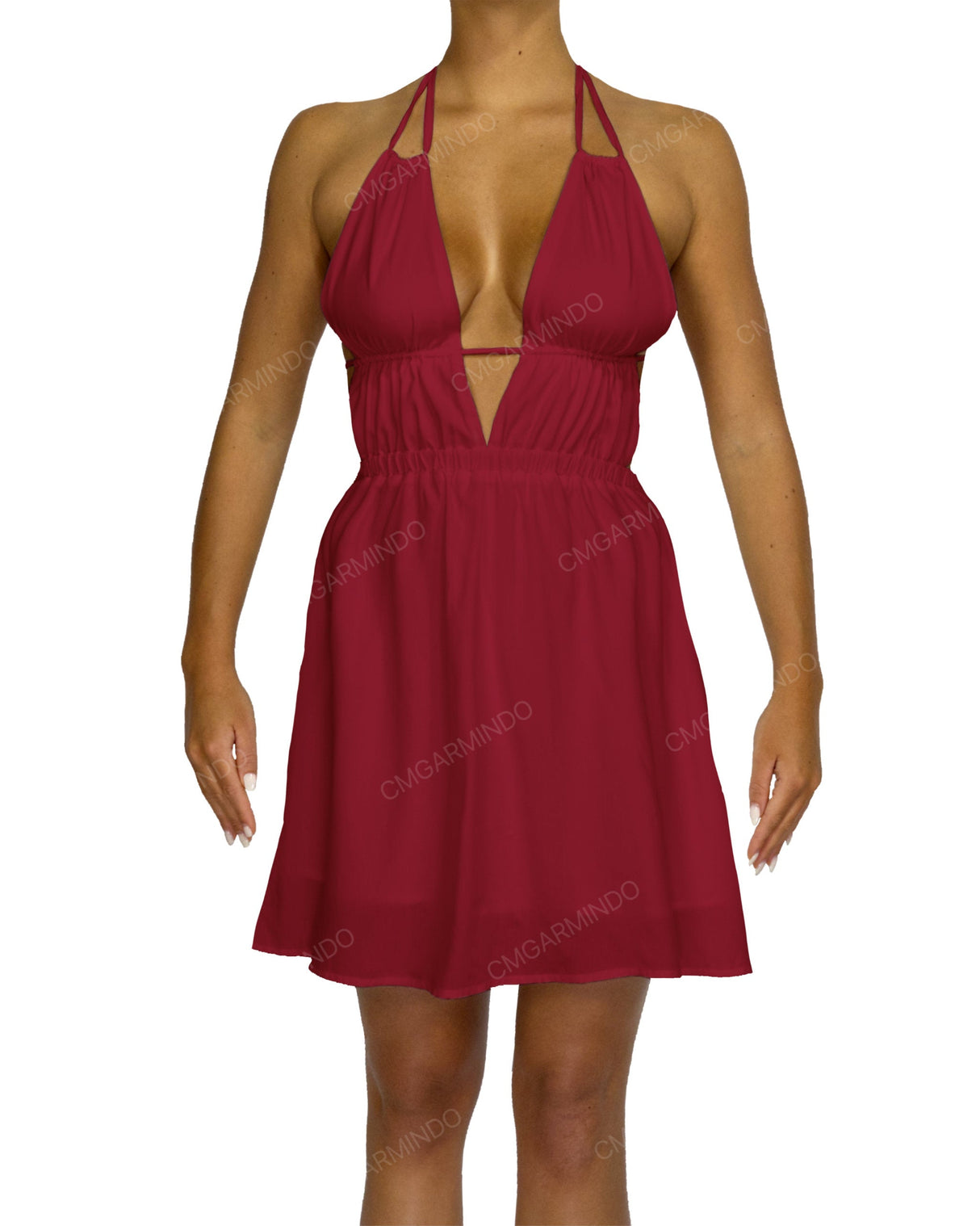 Halter Tie Deep V Mini Dress