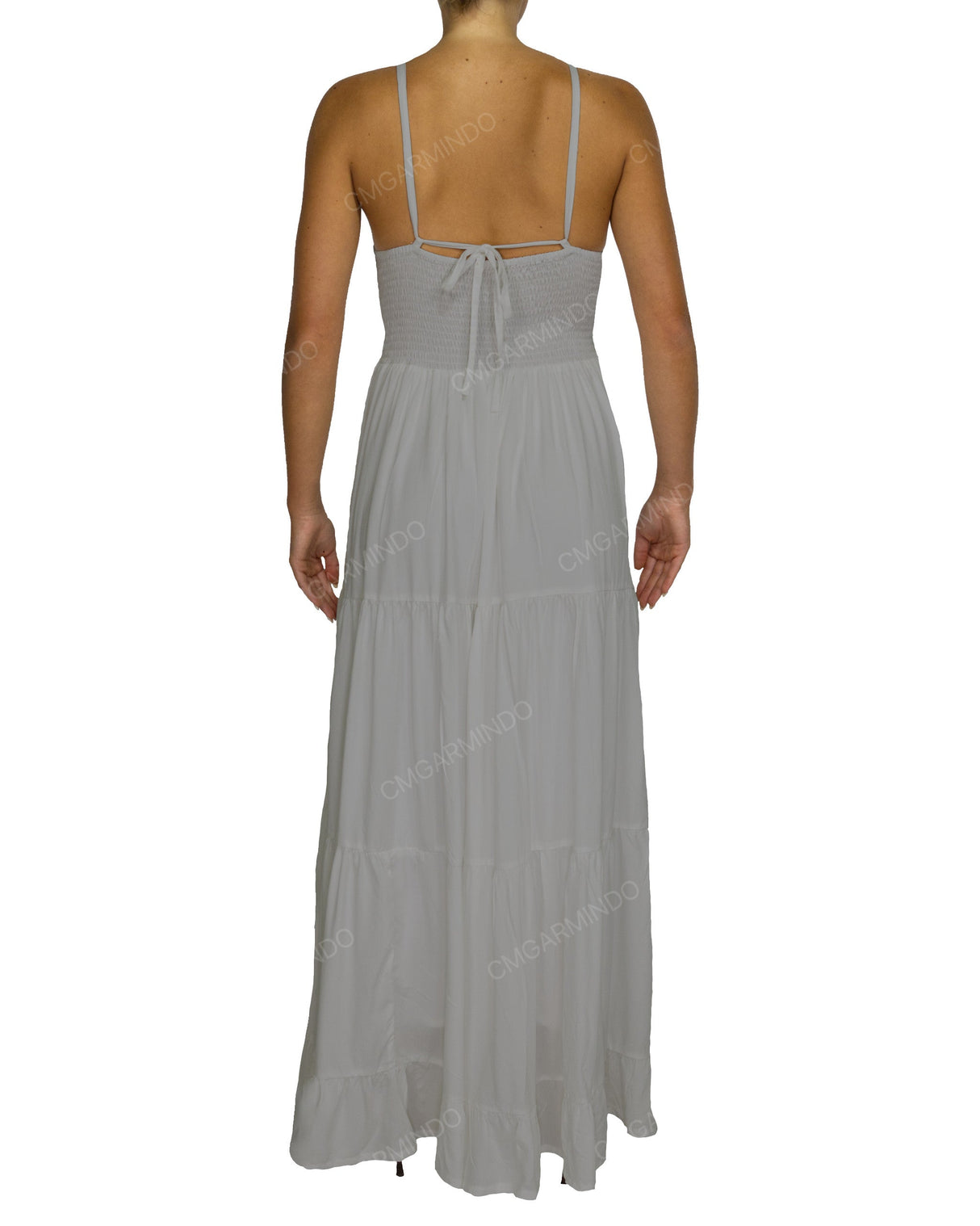 Shirred Halter Tie Tiered Maxi Dress