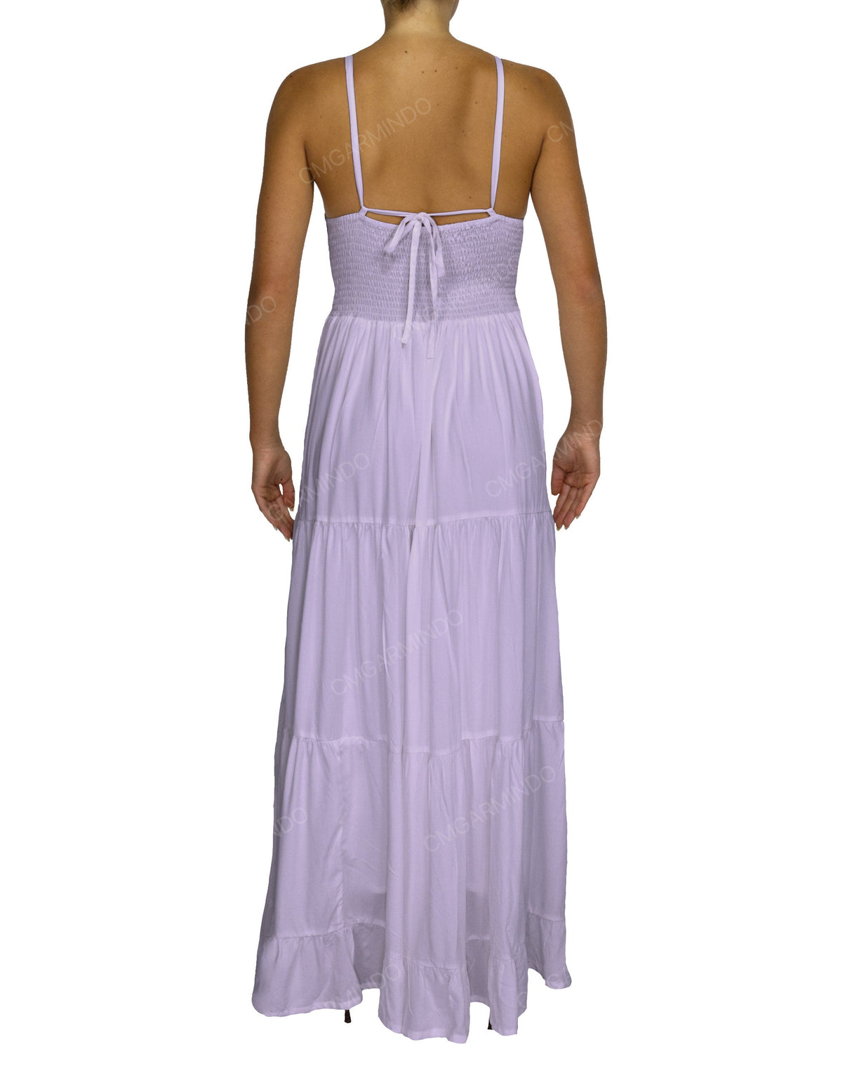 Shirred Halter Tie Tiered Maxi Dress