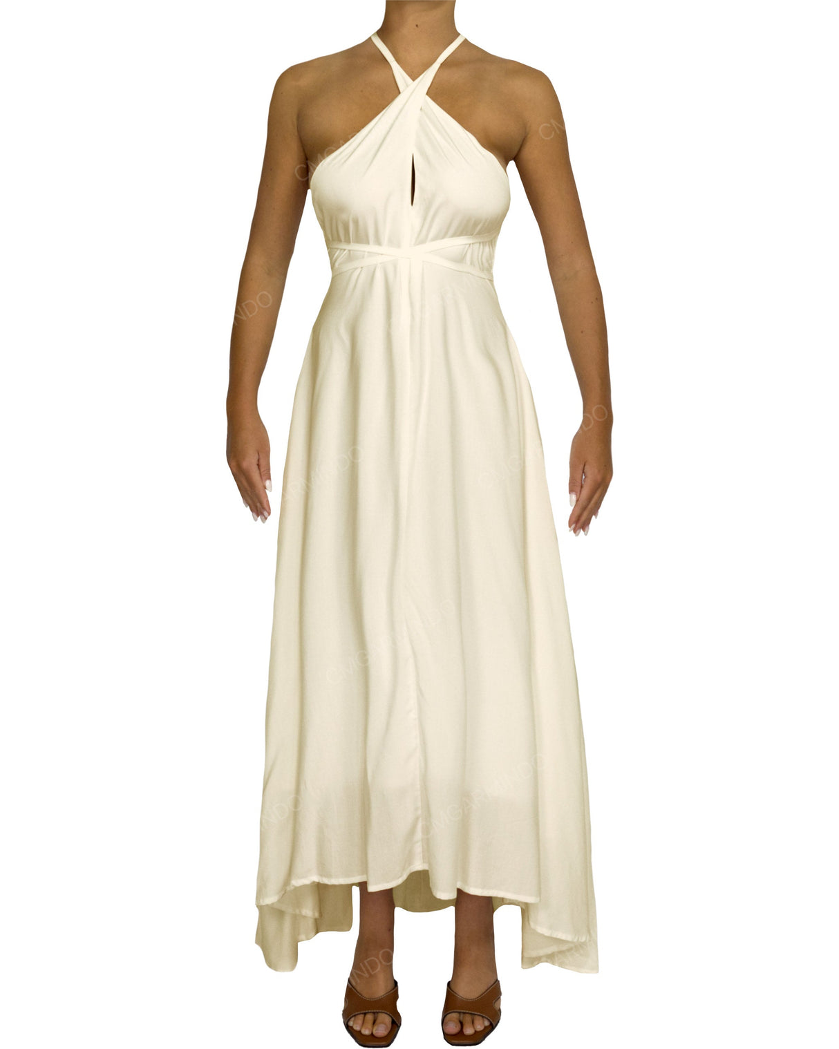 Halter Tie Asymmetrical Maxi Dress