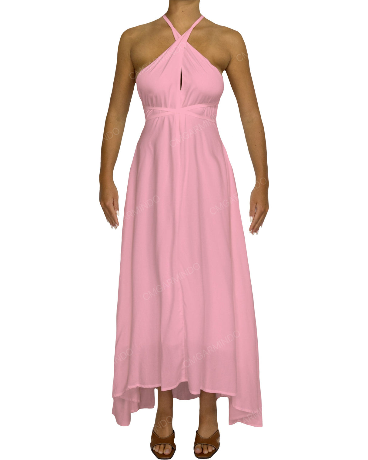 Halter Tie Asymmetrical Maxi Dress