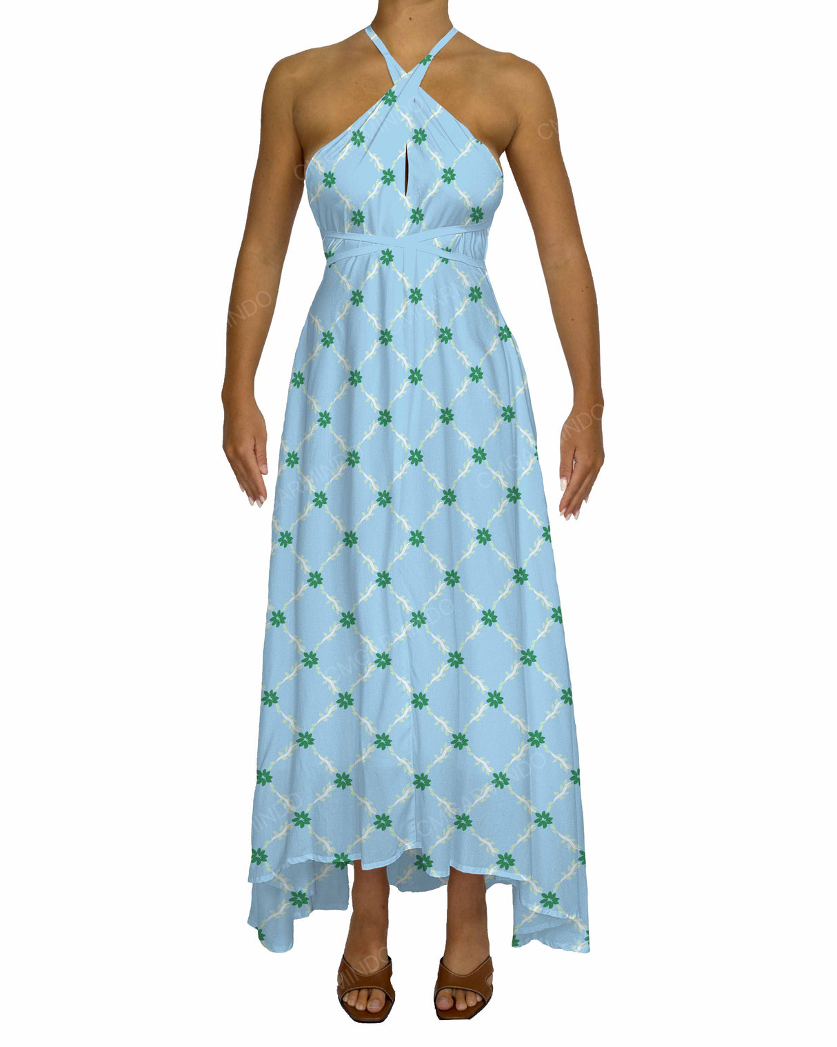 Halter Tie Asymmetrical Maxi Dress