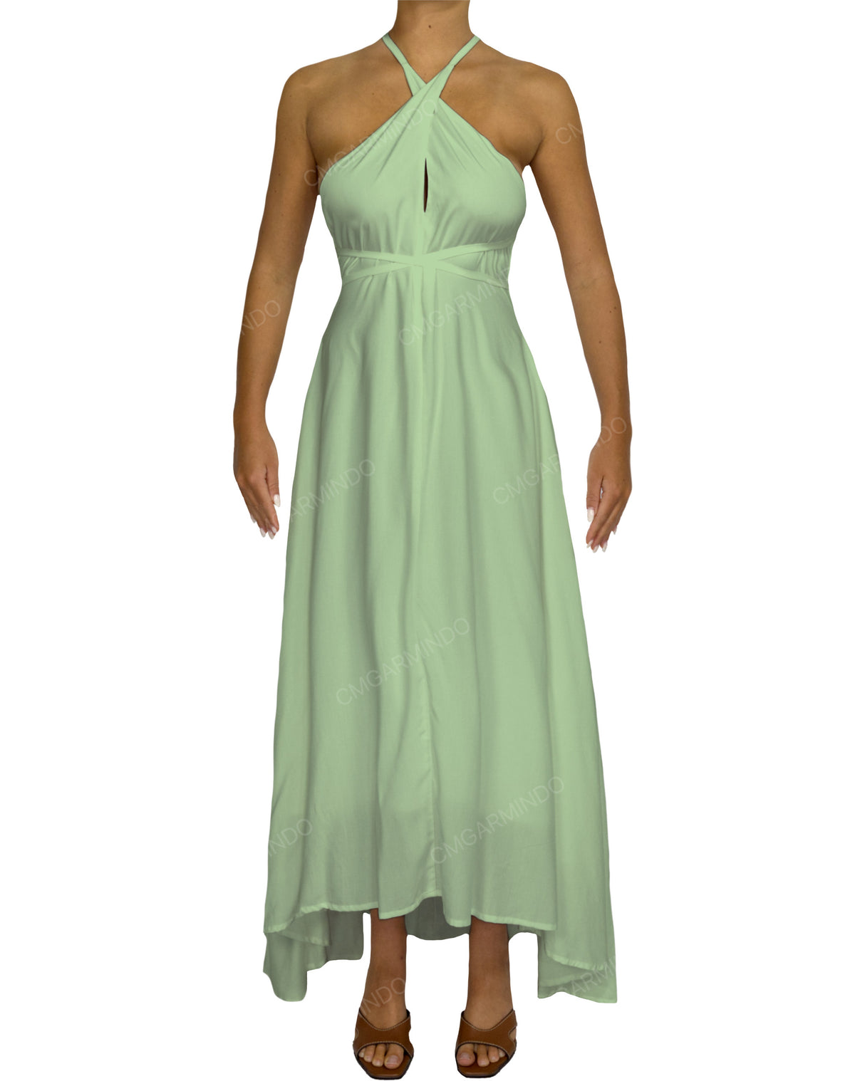 Halter Tie Asymmetrical Maxi Dress