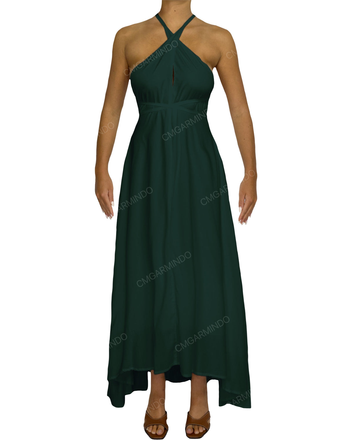 Halter Tie Asymmetrical Maxi Dress