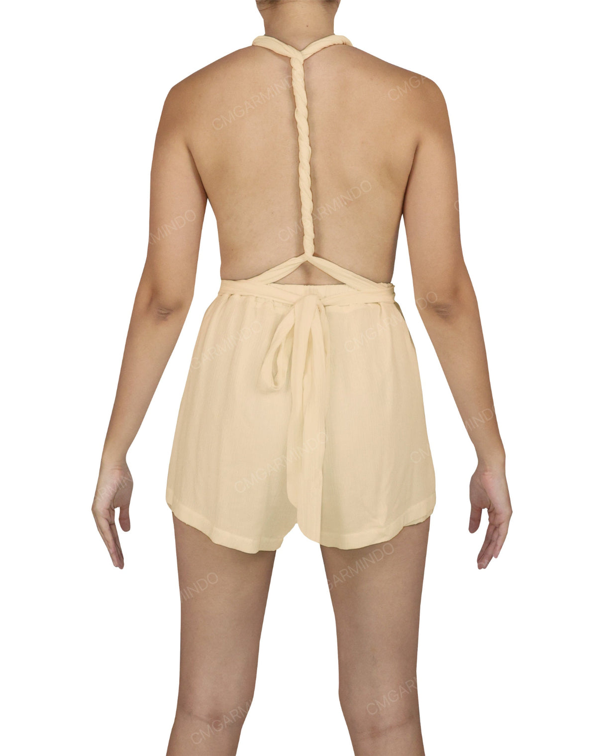 Deep V-neck Twist Strap Mini Romper