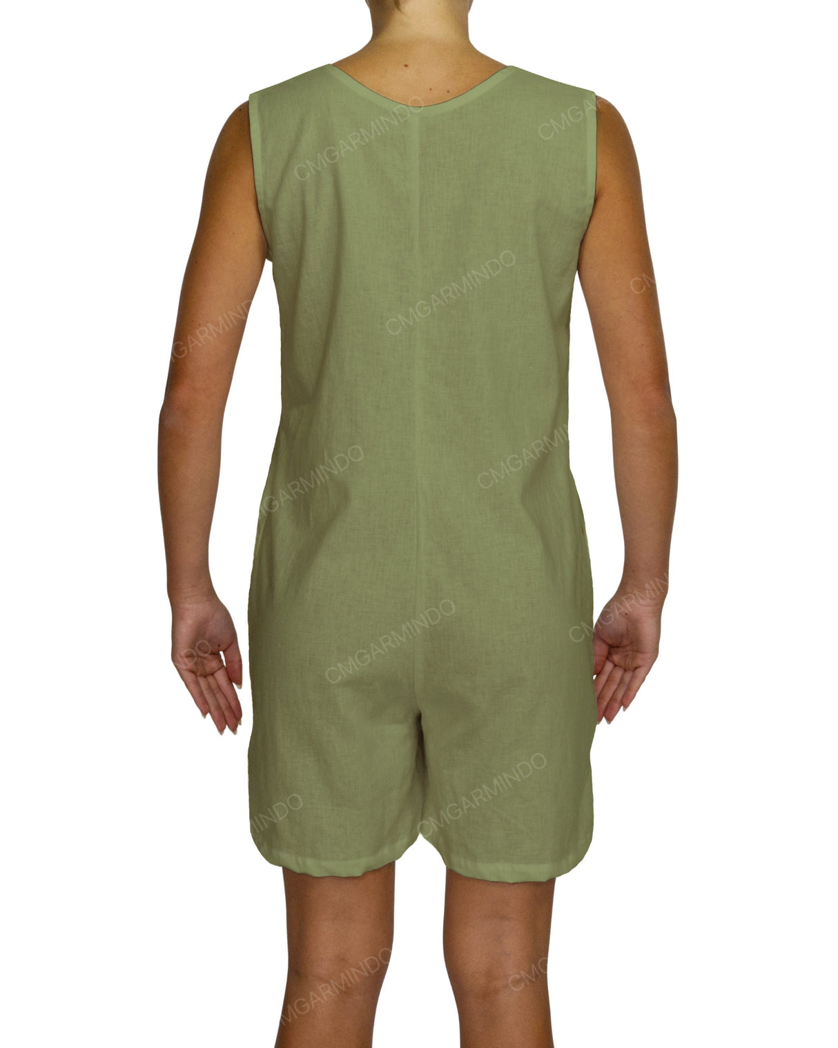 Sleeveless Button Up Mini Romper