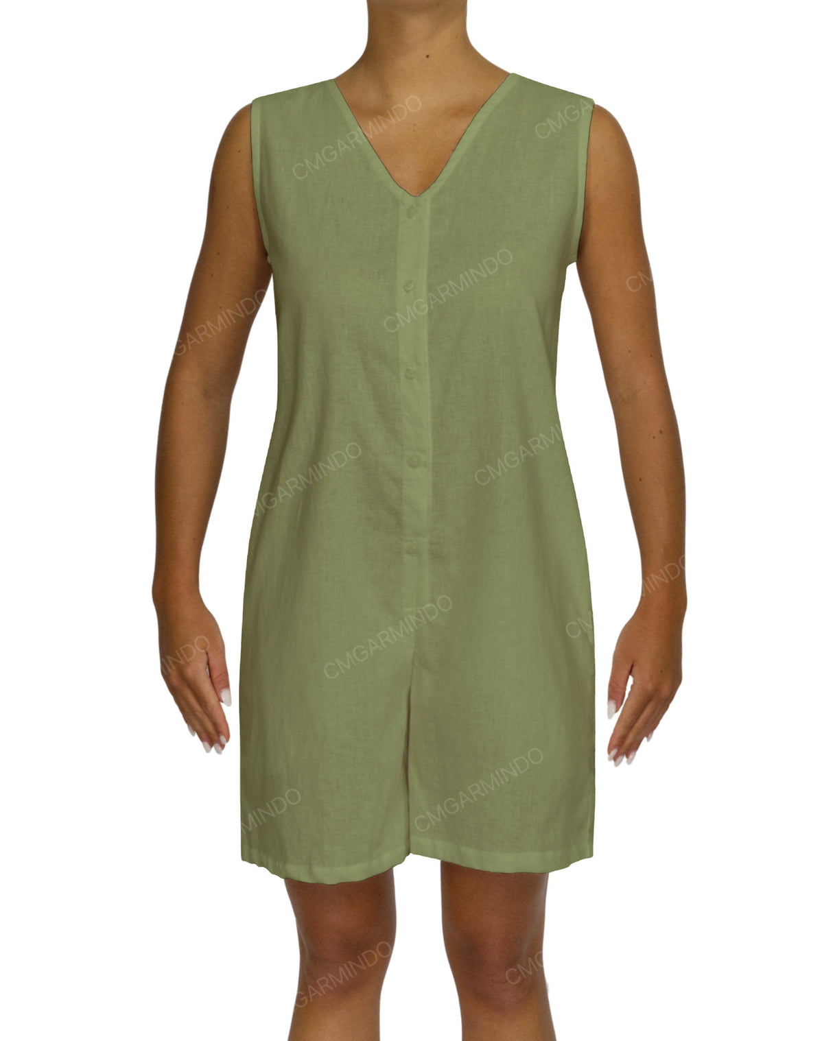 Sleeveless Button Up Mini Romper
