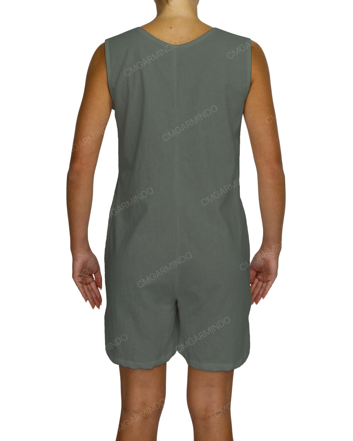 Sleeveless Button Up Mini Romper
