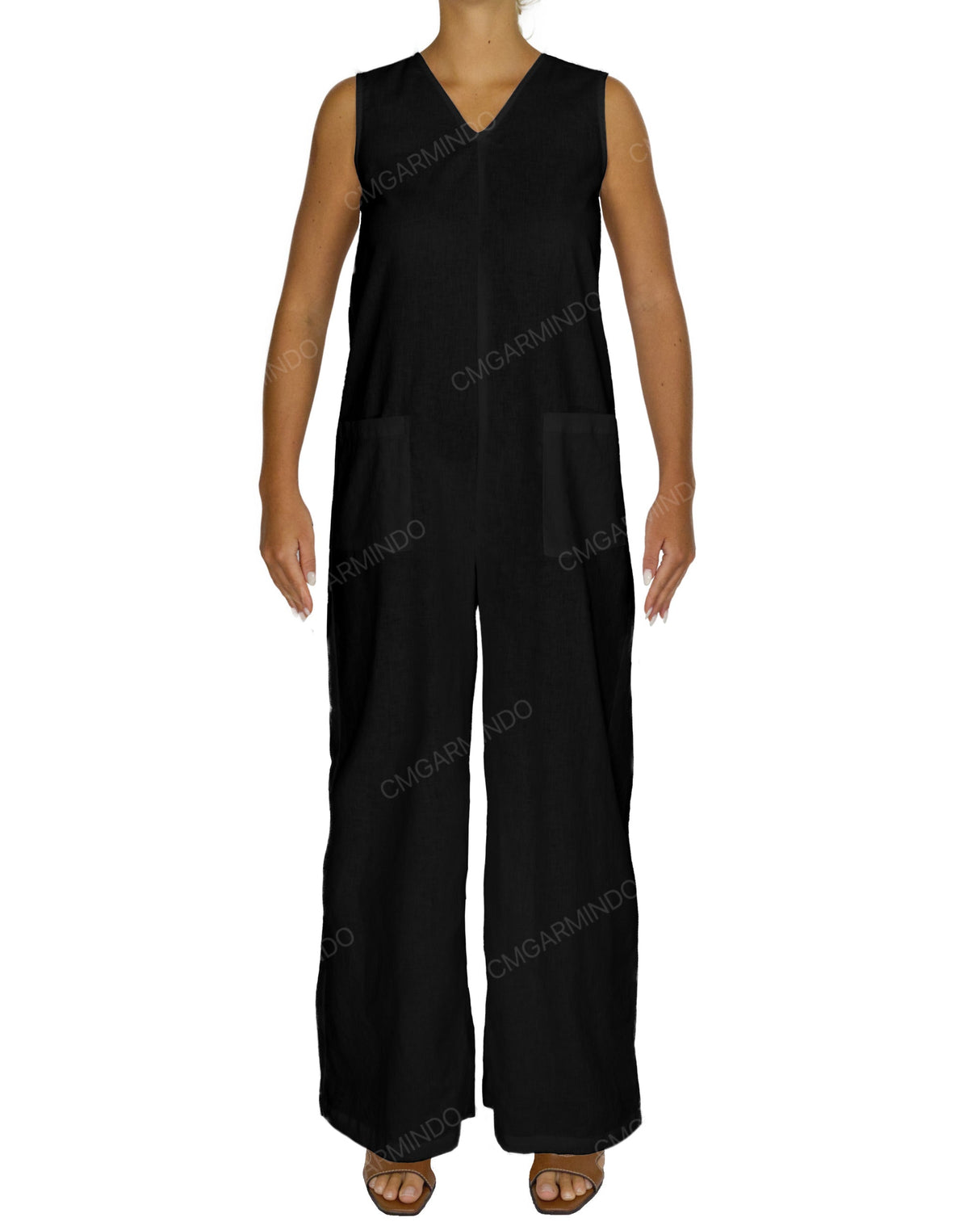 Sleeveless V-Neck Jumpsuit