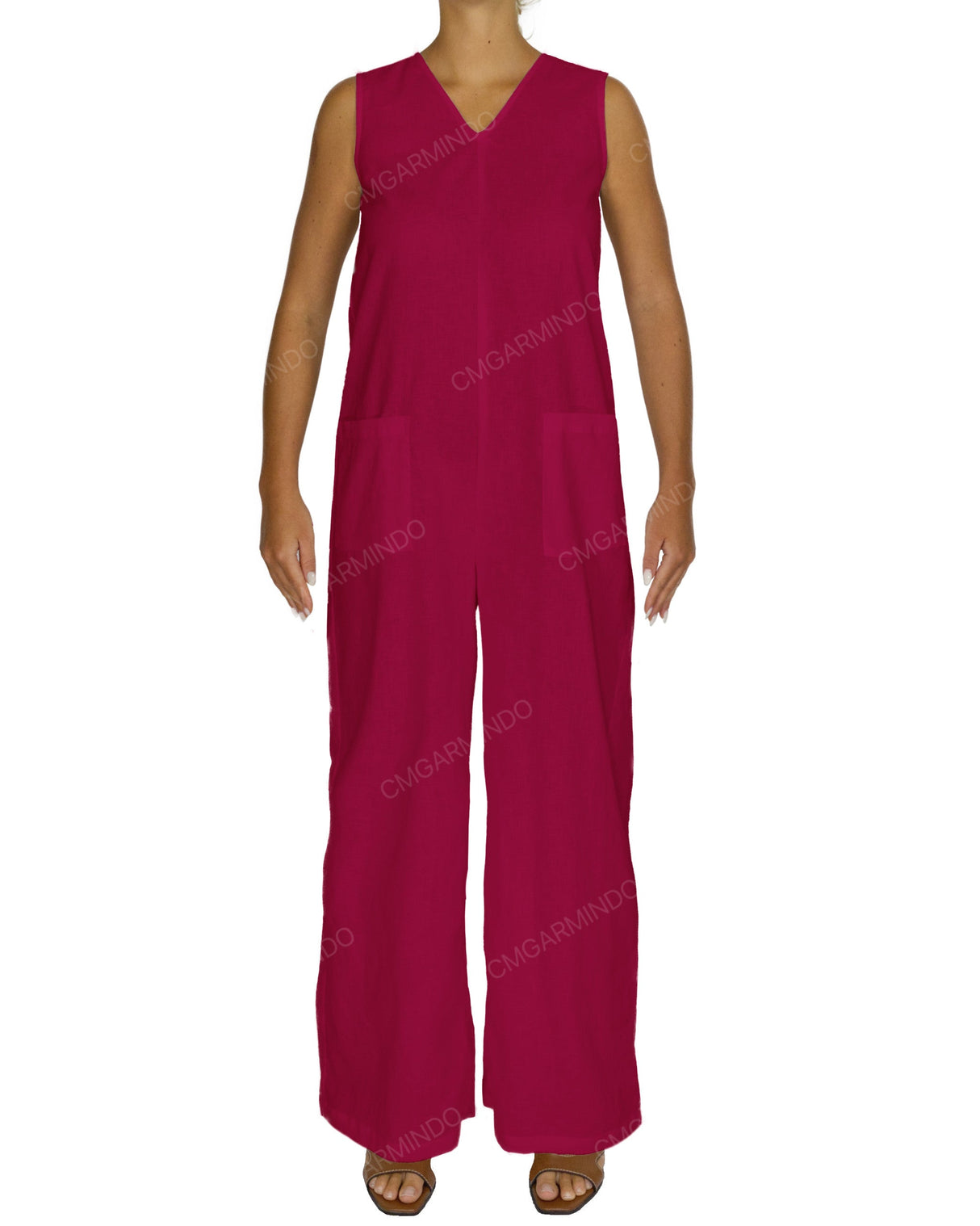 Sleeveless V-Neck Jumpsuit