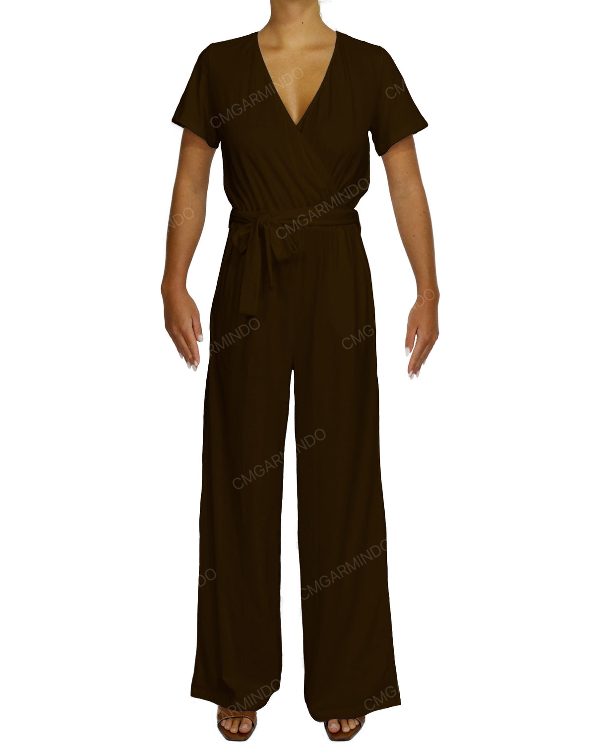 Short Sleeve Wrap Jumpsuit