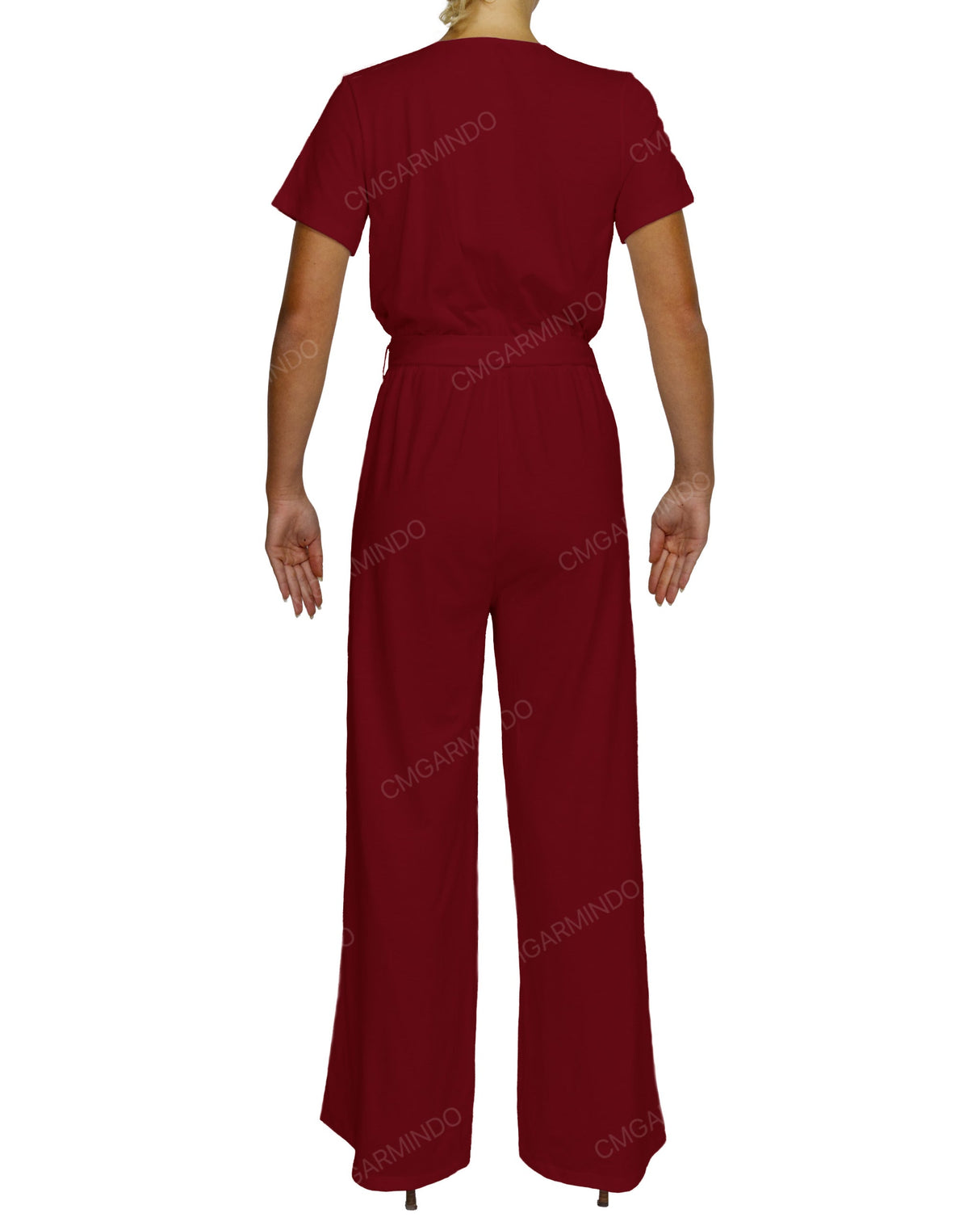 Short Sleeve Wrap Jumpsuit