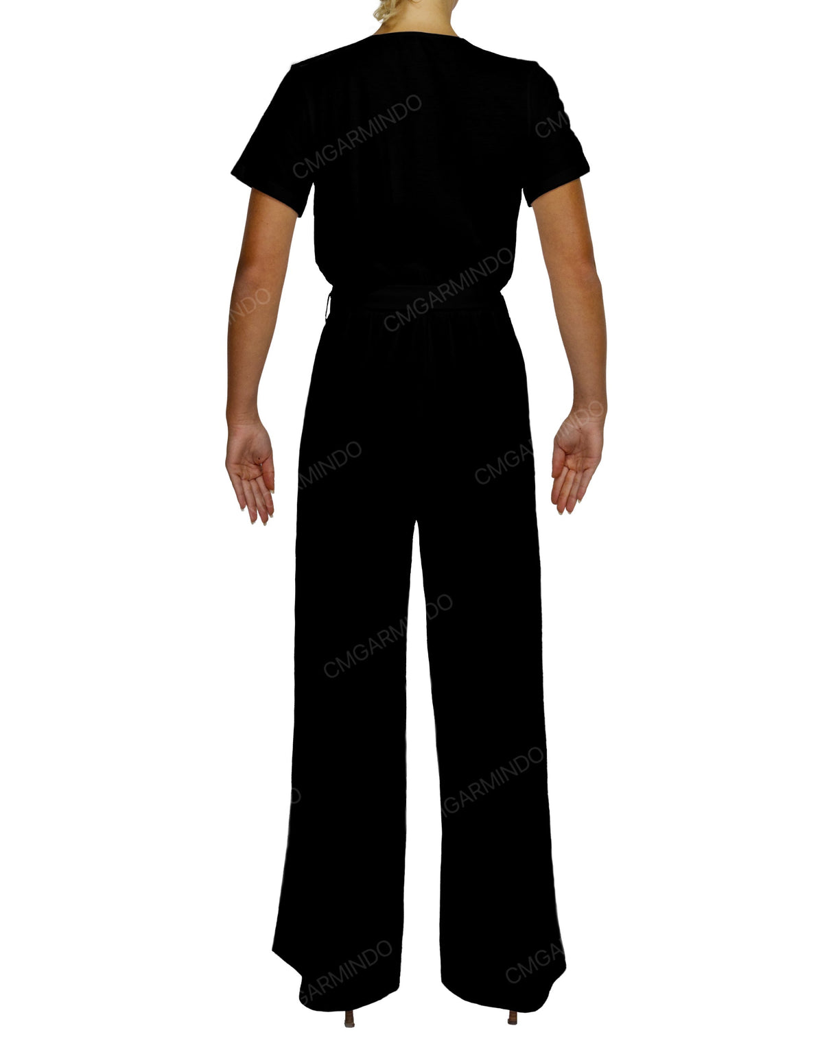Short Sleeve Wrap Jumpsuit