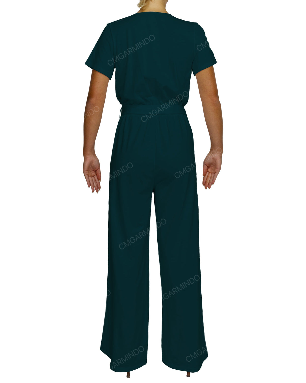 Short Sleeve Wrap Jumpsuit