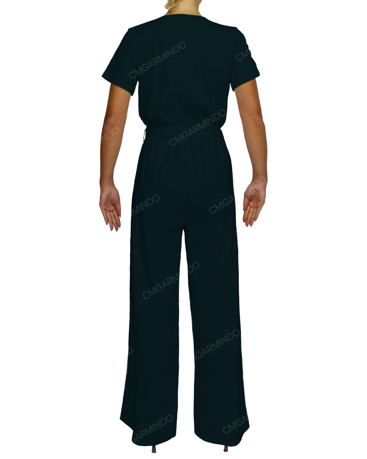 Short Sleeve Wrap Jumpsuit