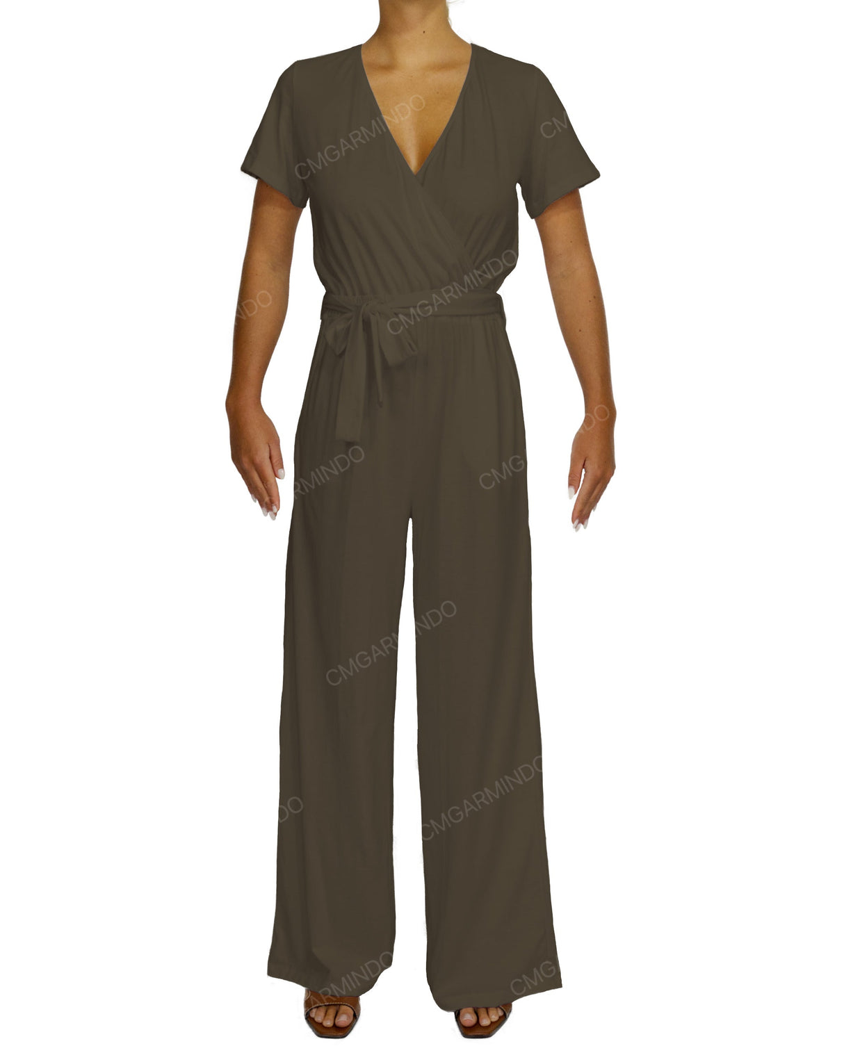 Short Sleeve Wrap Jumpsuit