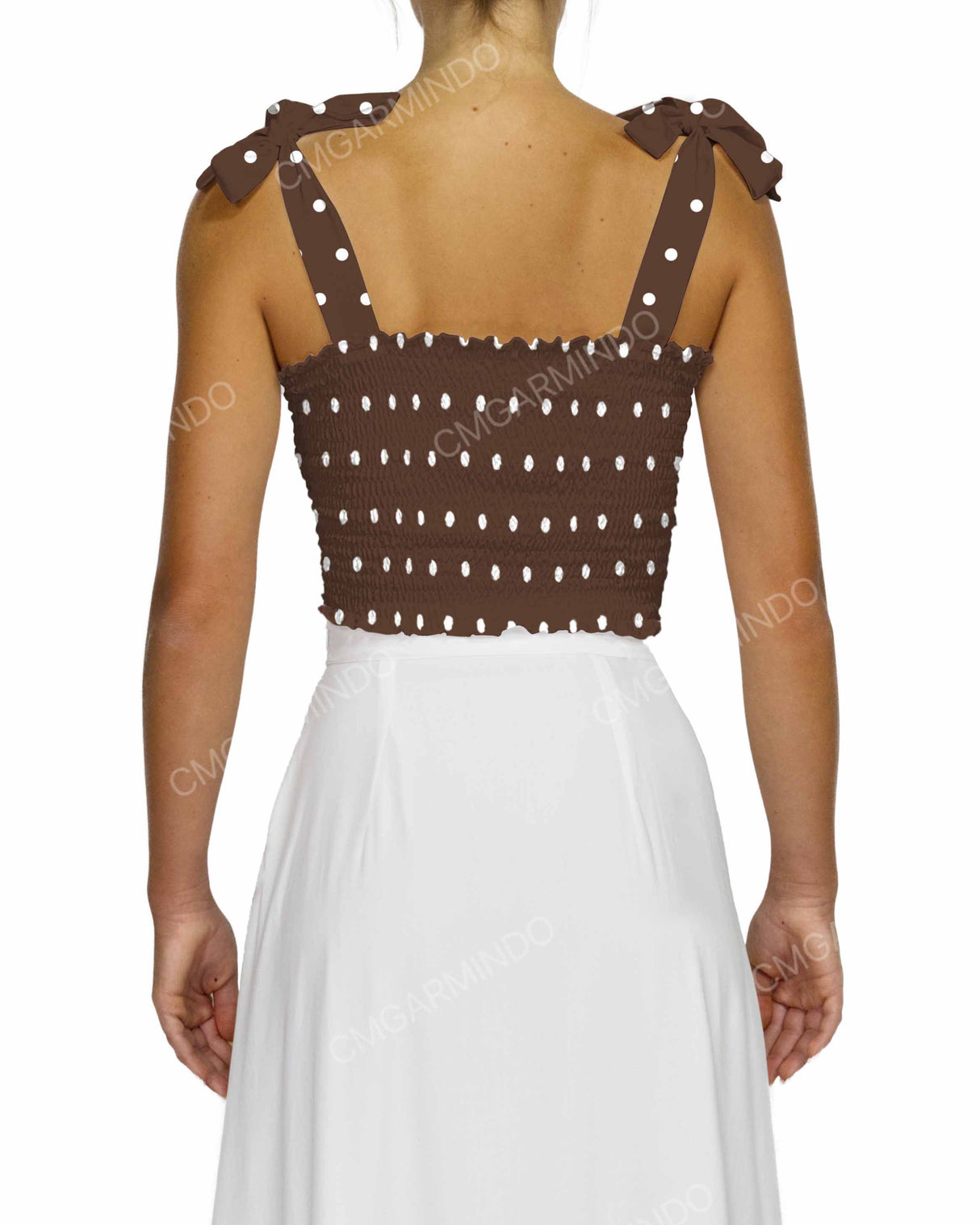 Shirred Shoulder Tie Crop Top
