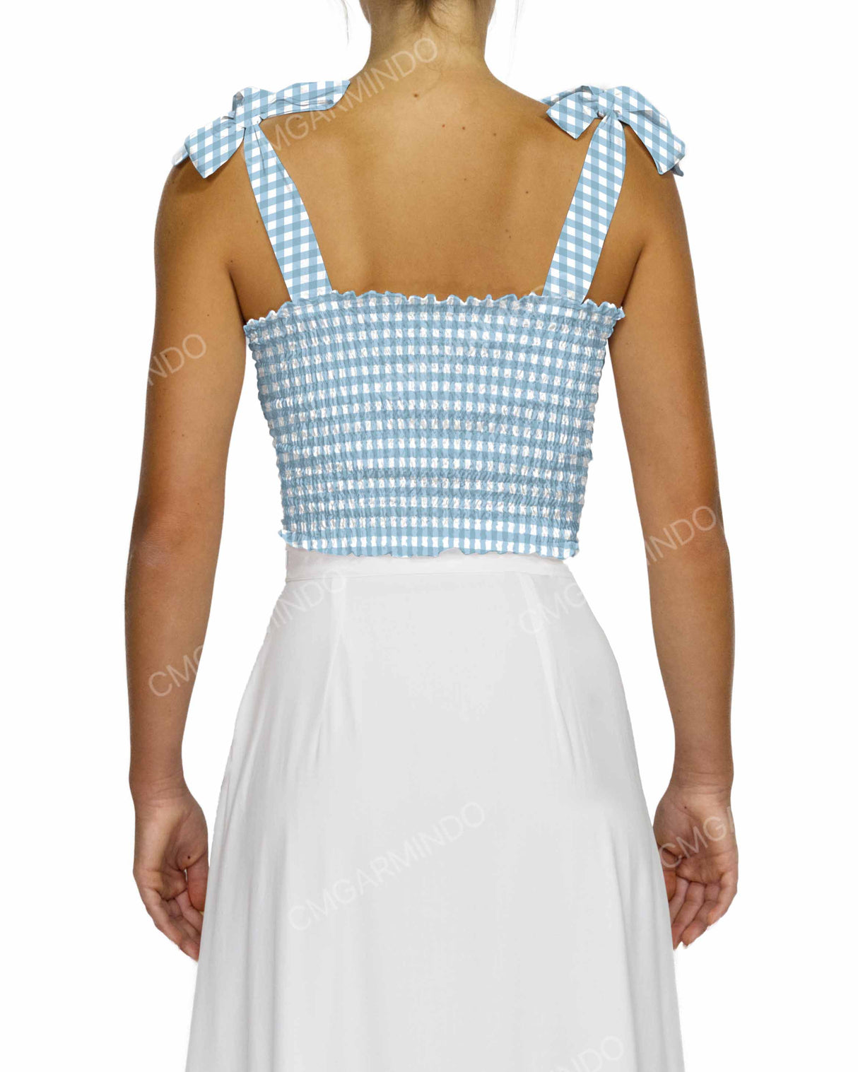 Shirred Shoulder Tie Crop Top