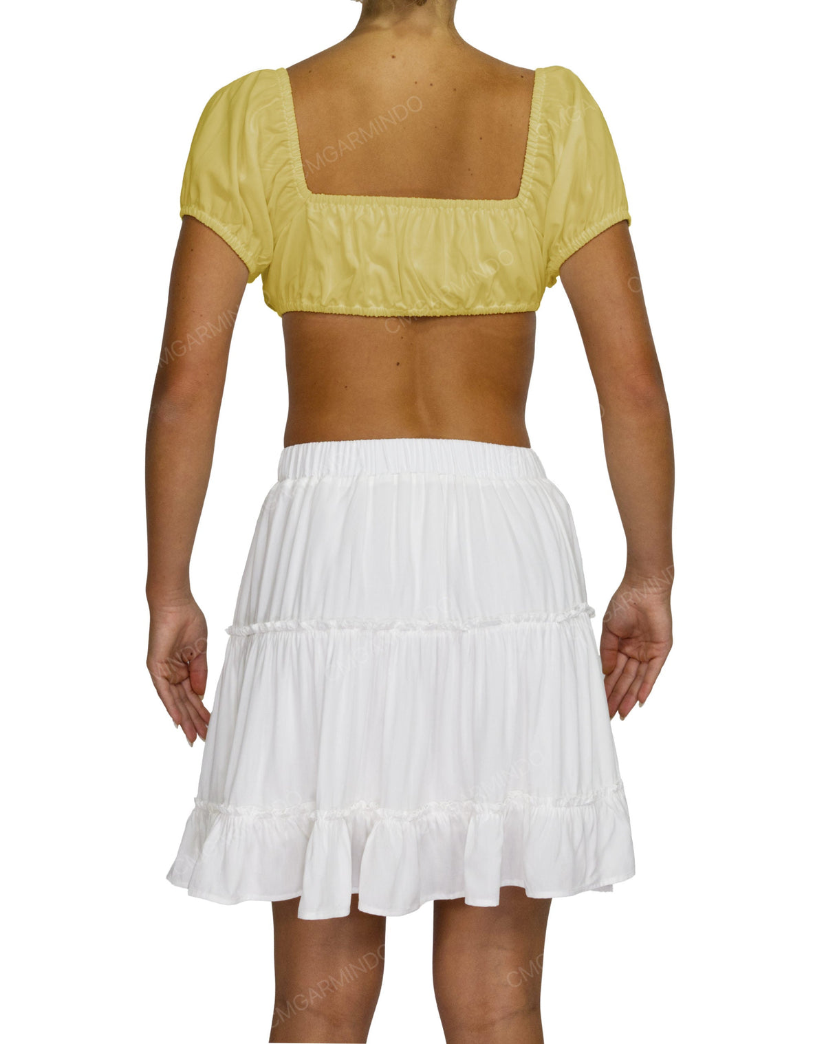 Puff Sleeve Tie Front Crop Top