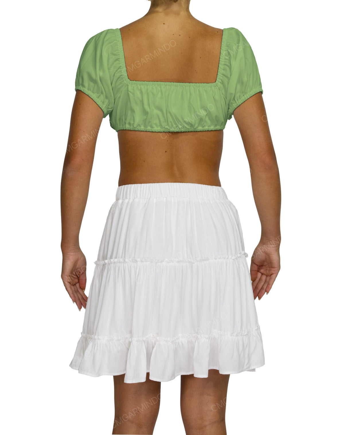 Puff Sleeve Tie Front Crop Top