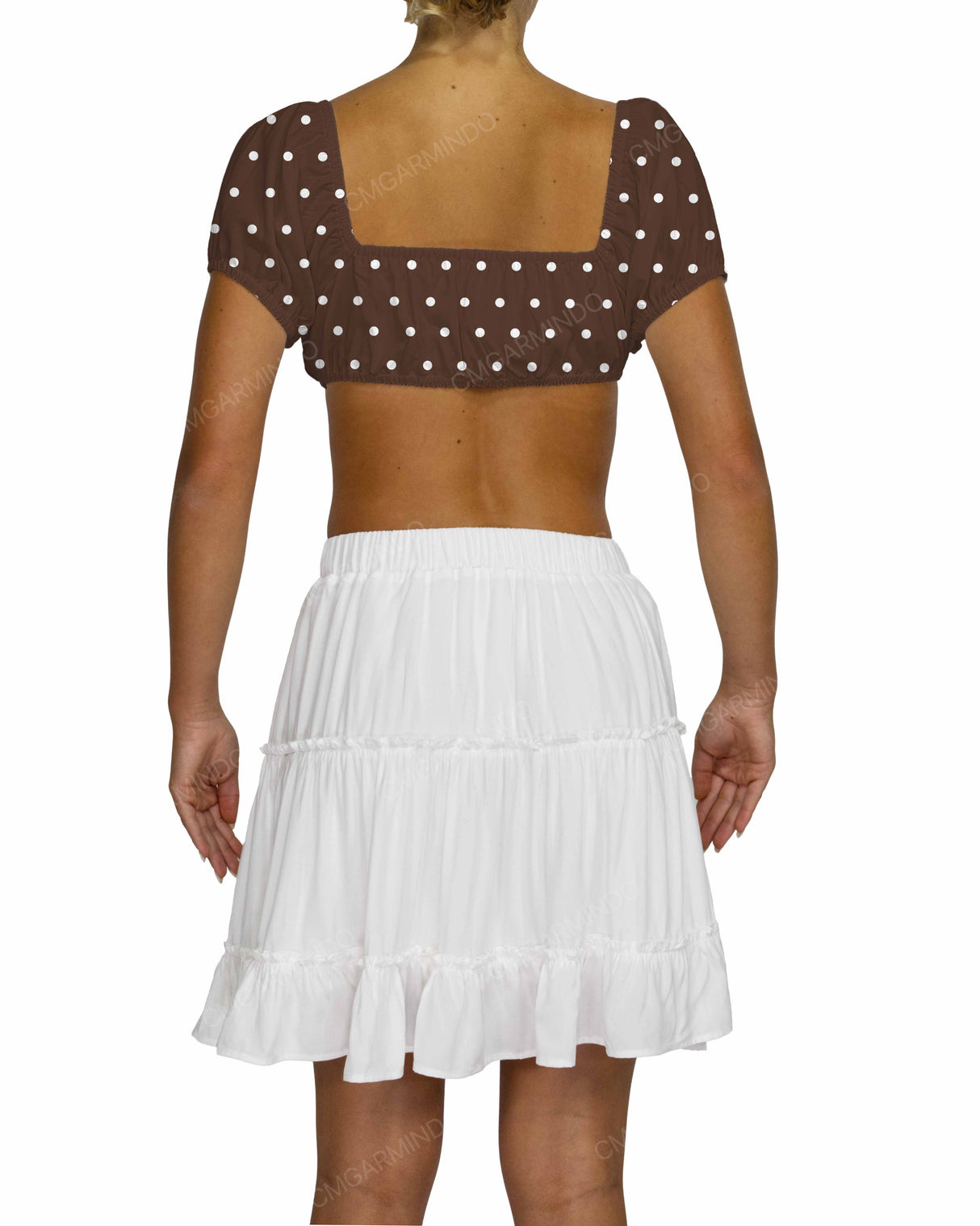 Puff Sleeve Tie Front Crop Top