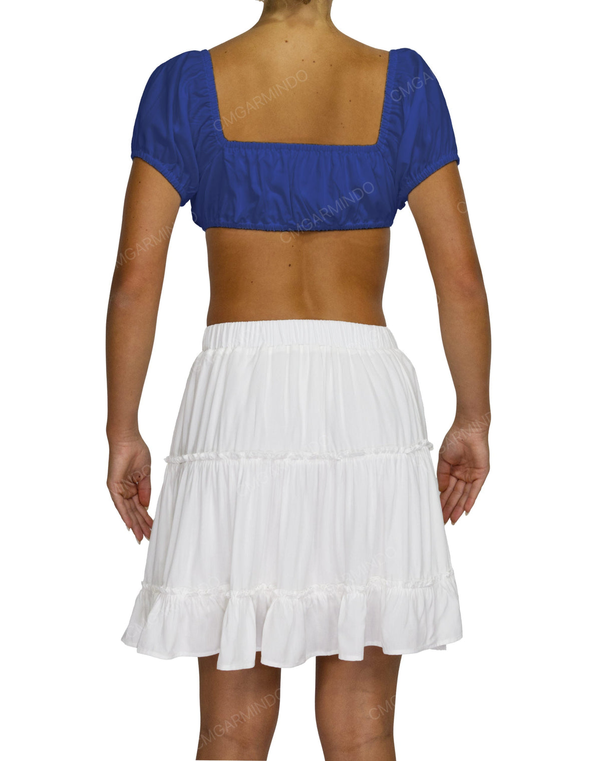 Puff Sleeve Tie Front Crop Top