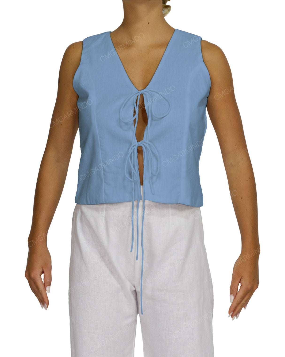 Sleeveless Tie Front Top
