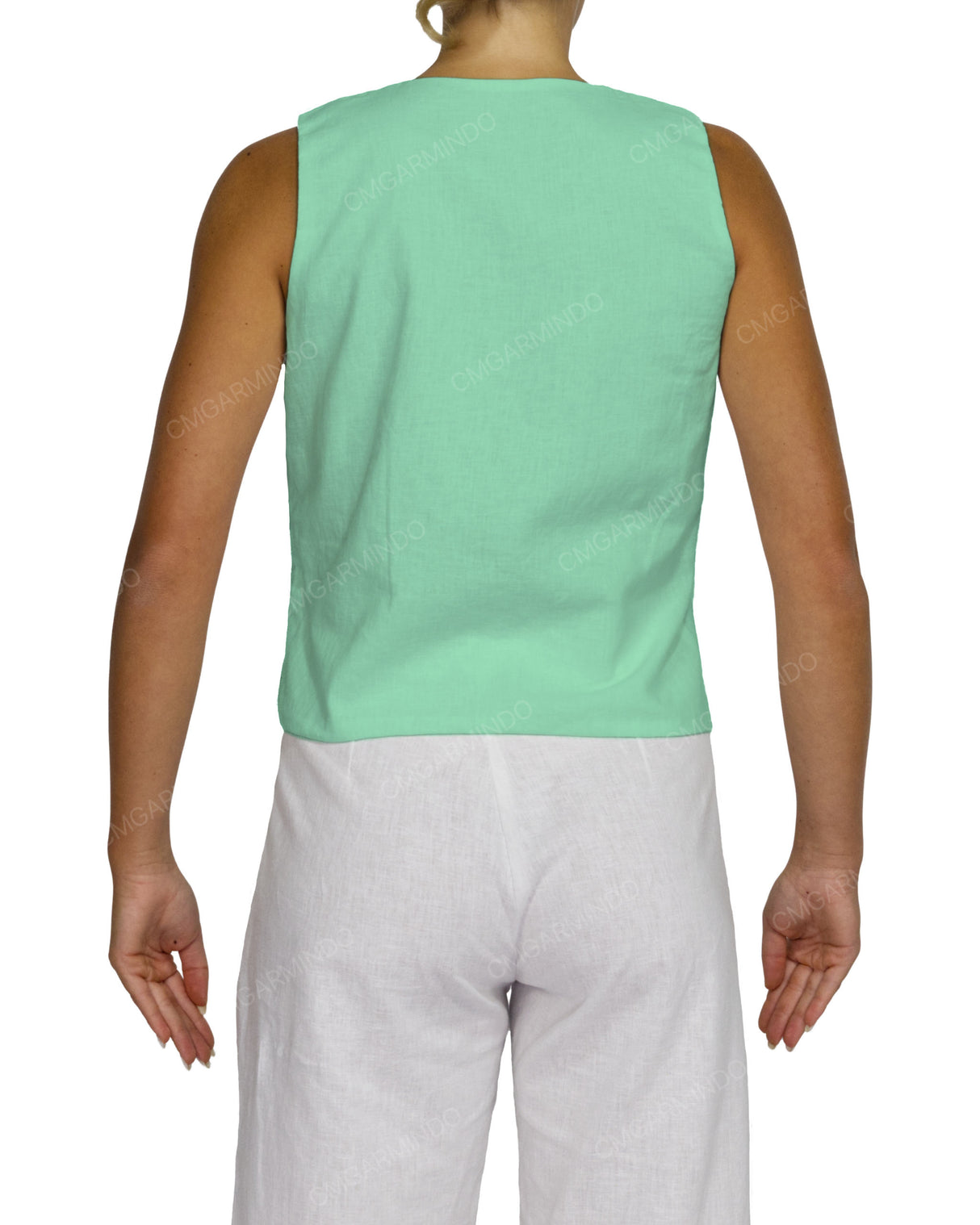 Sleeveless Tie Front Top