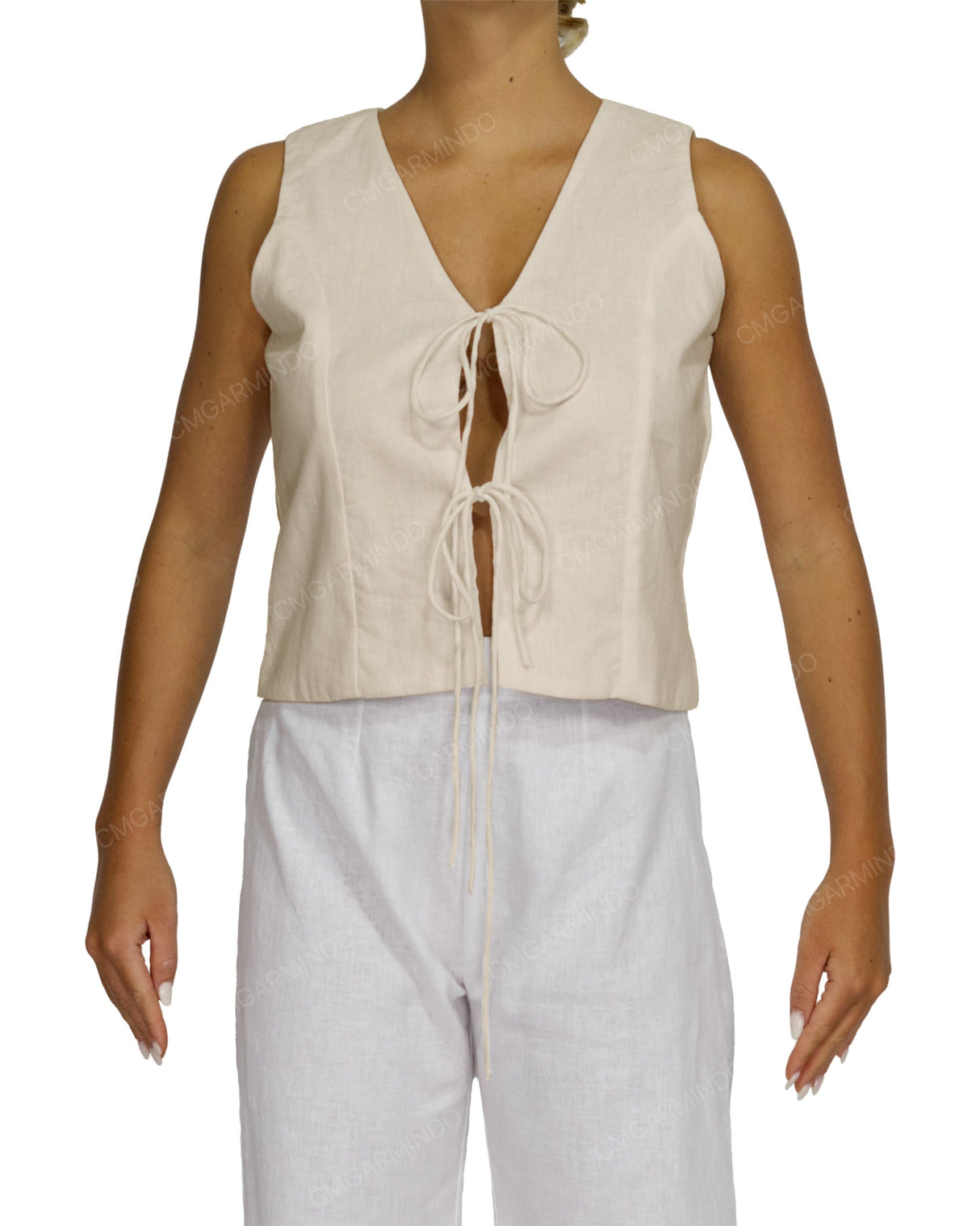 Sleeveless Tie Front Top