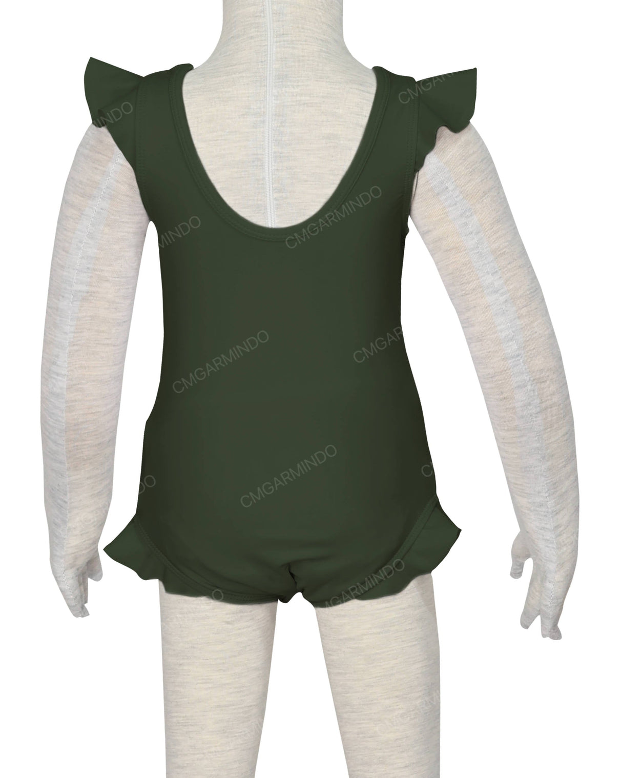 Frill Shoulder and Leg Scoop Back Snaps One Piece