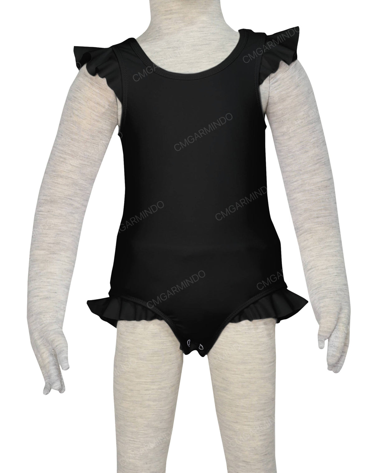 Frill Shoulder and Leg Scoop Back Snaps One Piece