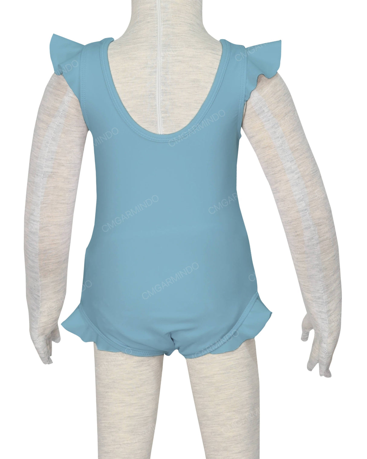 Frill Shoulder and Leg Scoop Back Snaps One Piece