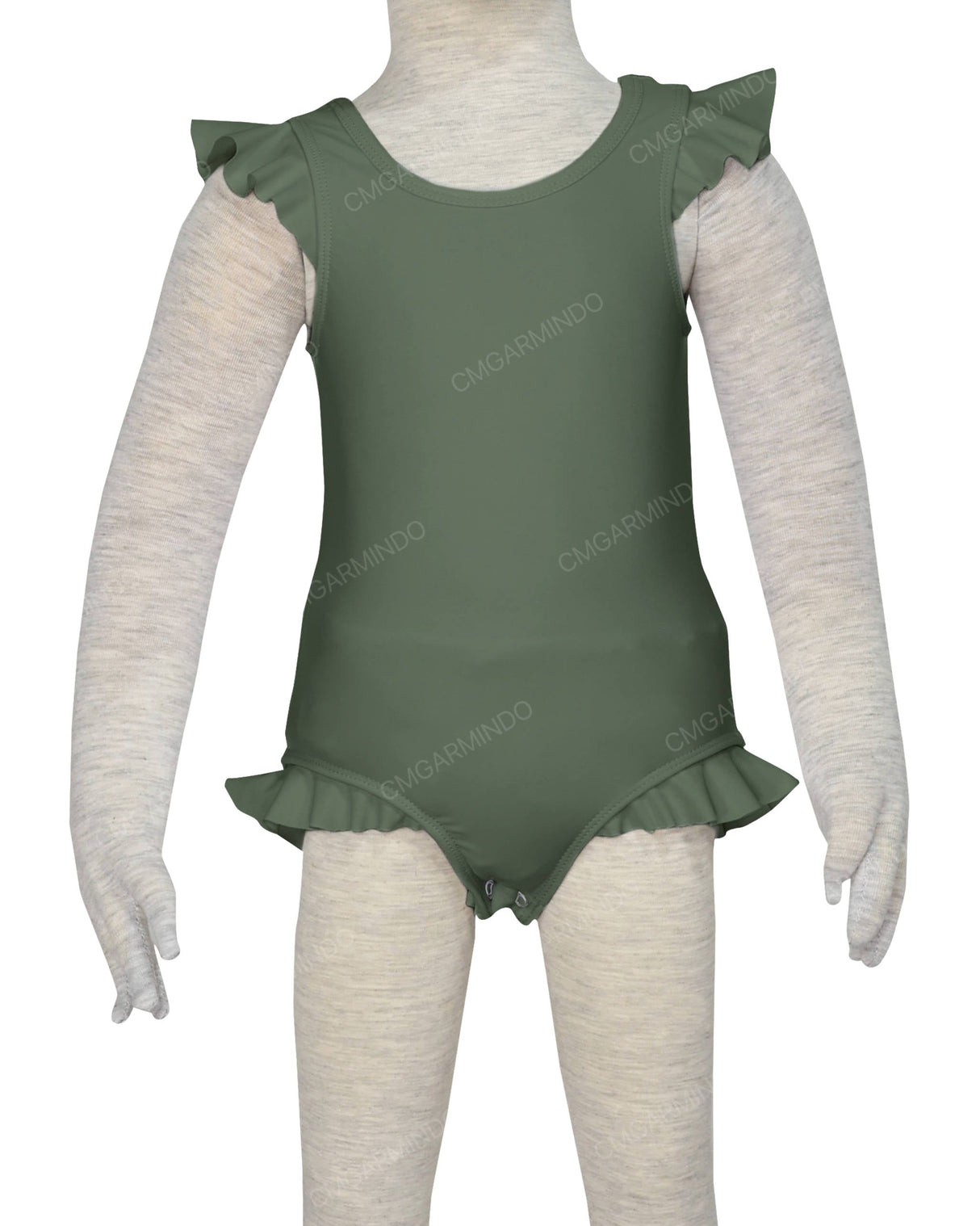 Frill Shoulder and Leg Scoop Back Snaps One Piece