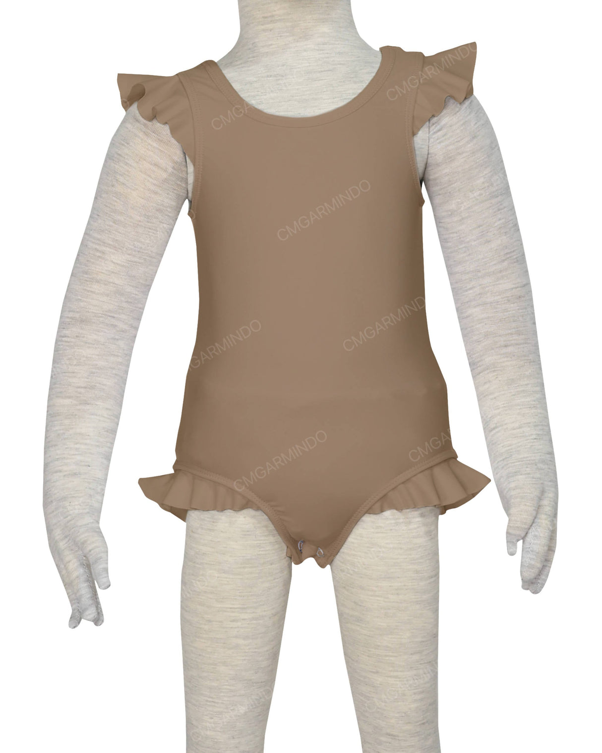 Frill Shoulder and Leg Scoop Back Snaps One Piece