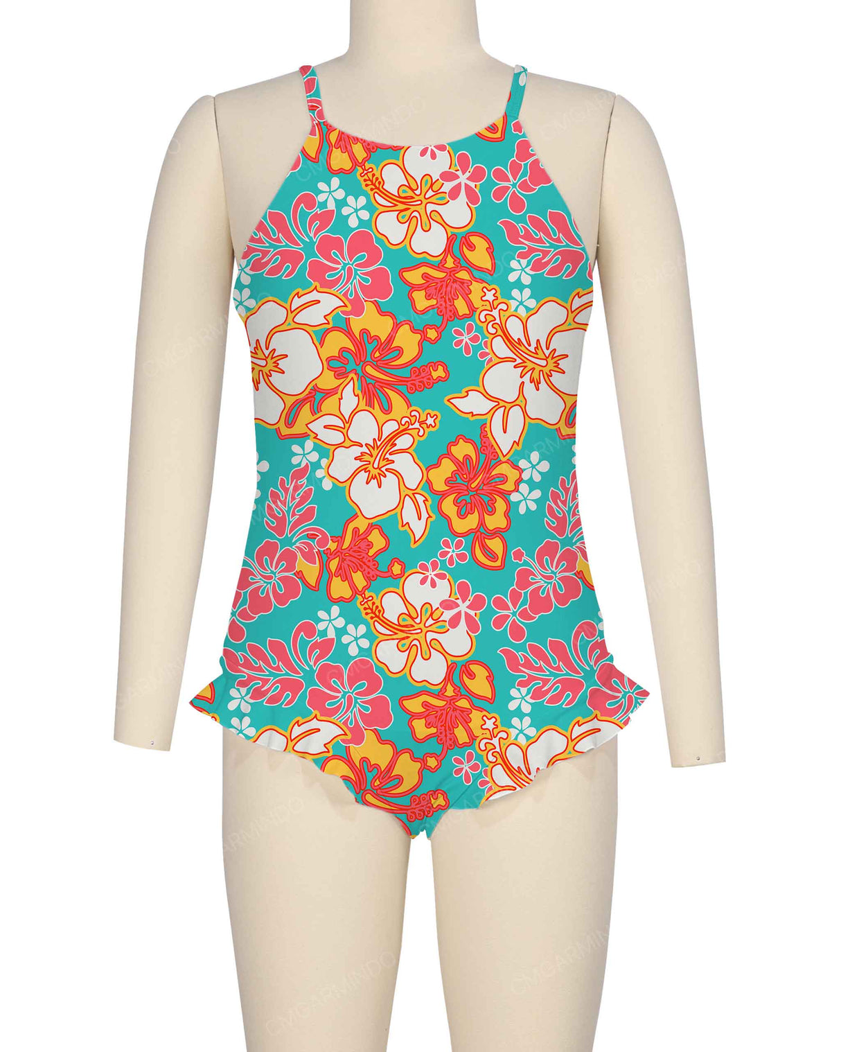 Leg Frill Cross Back One Piece