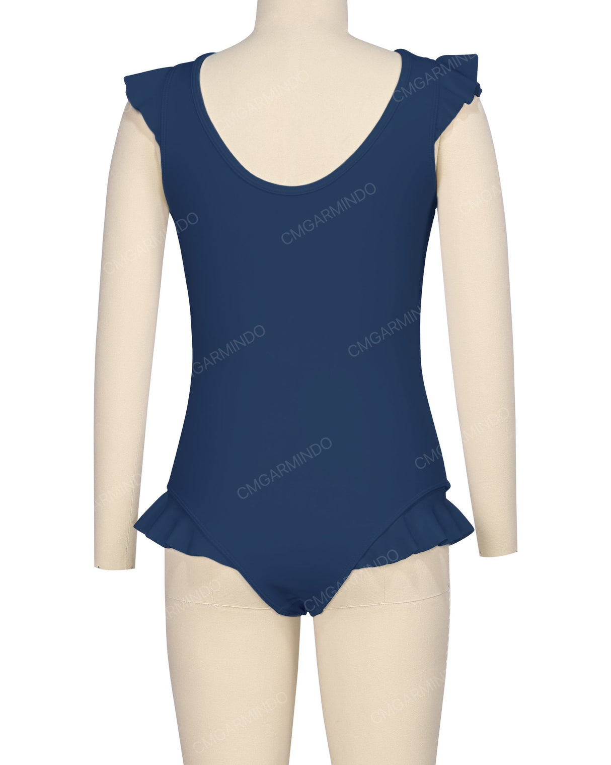 Frill Shoulder and Leg Scoop Back One Piece