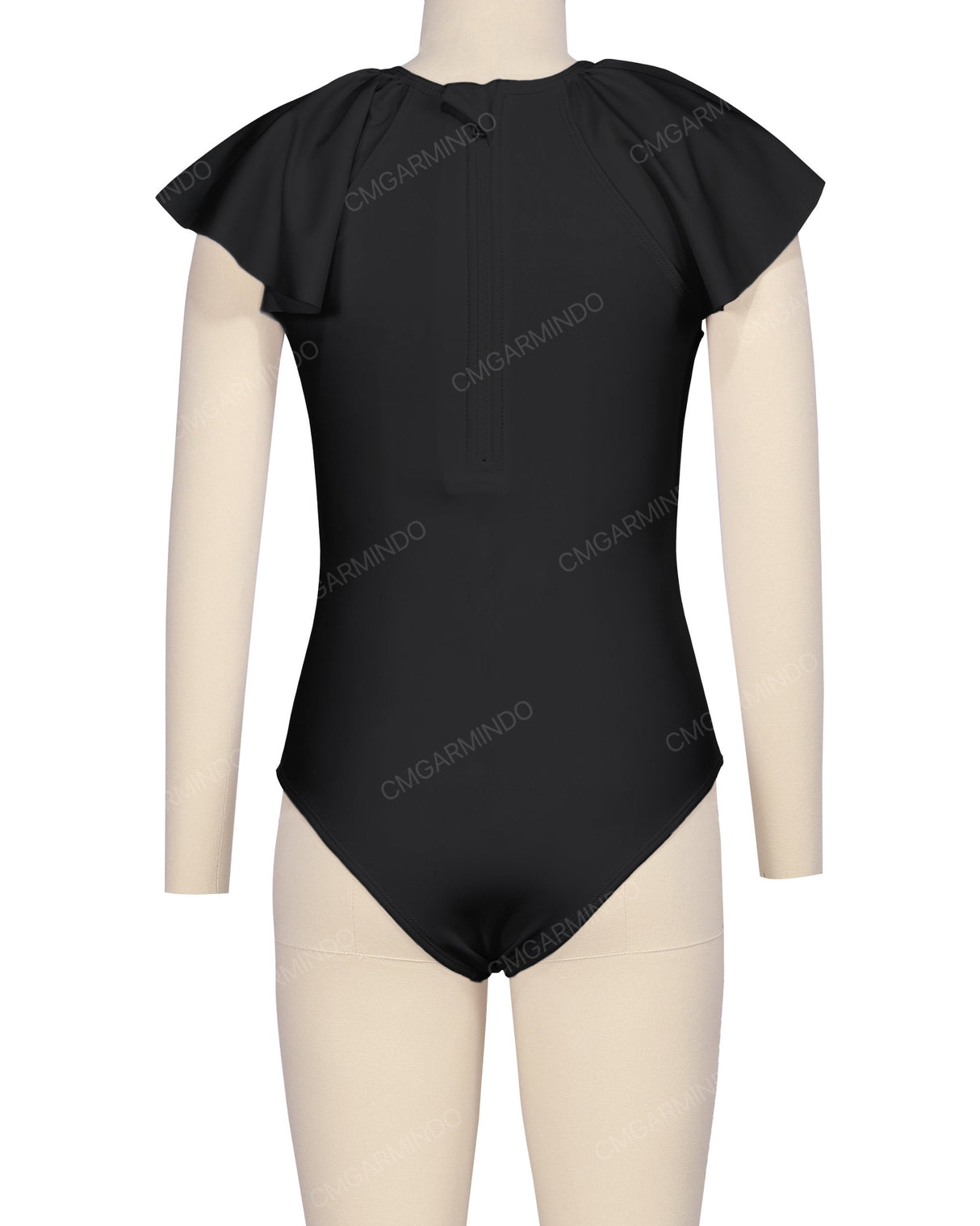 Frill Sleeve Zip Back One Piece