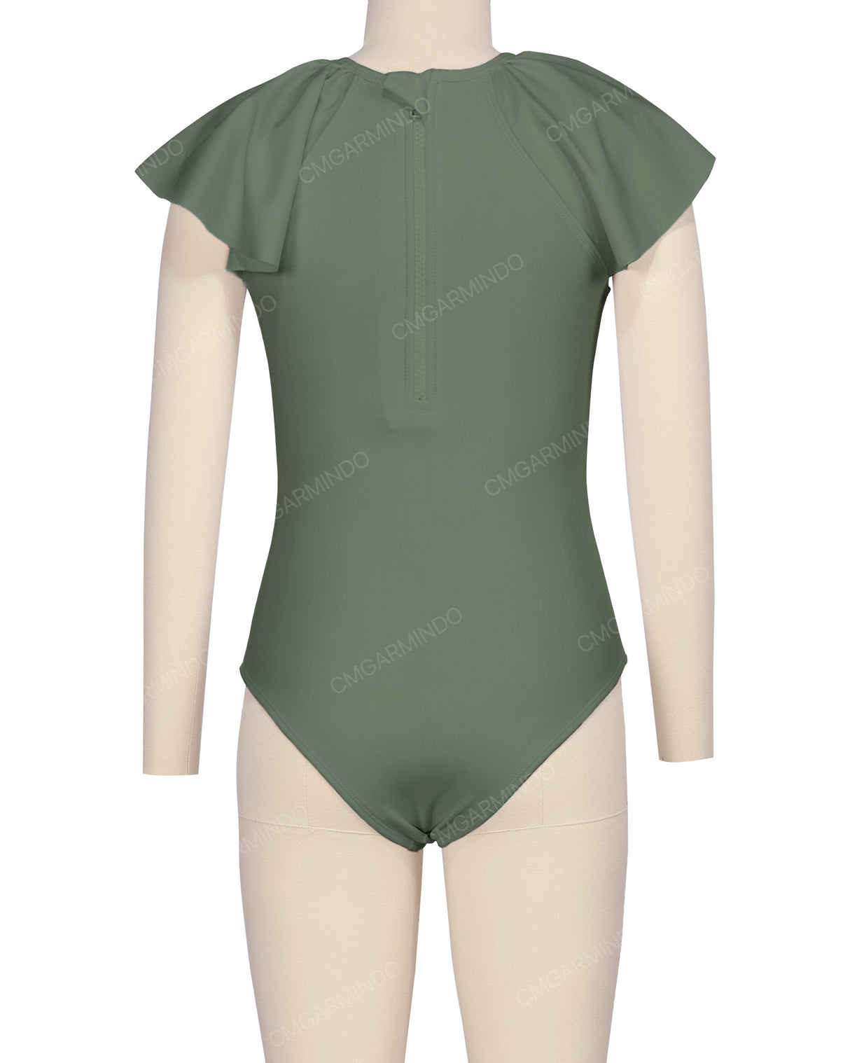 Frill Sleeve Zip Back One Piece