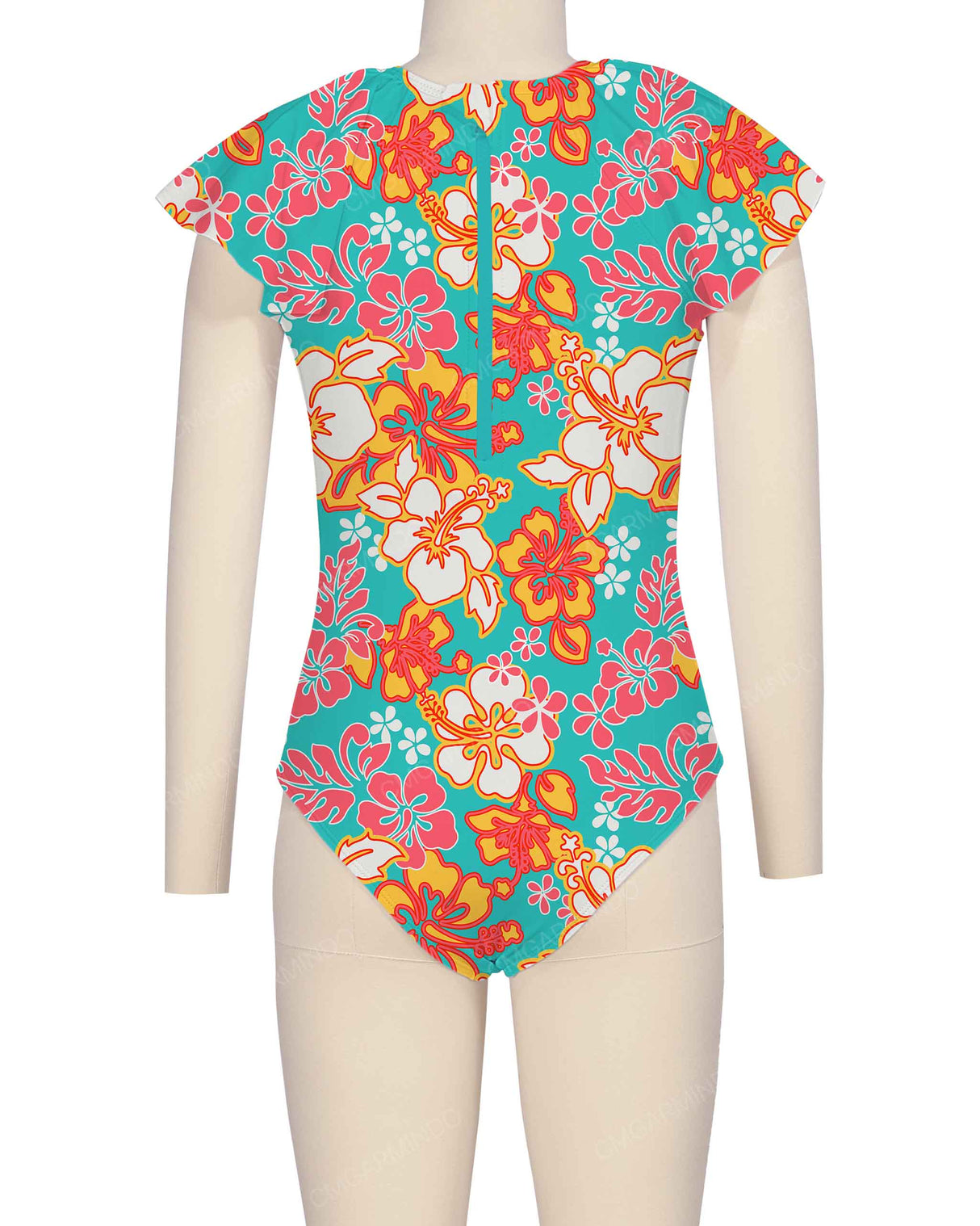 Frill Sleeve Zip Back One Piece
