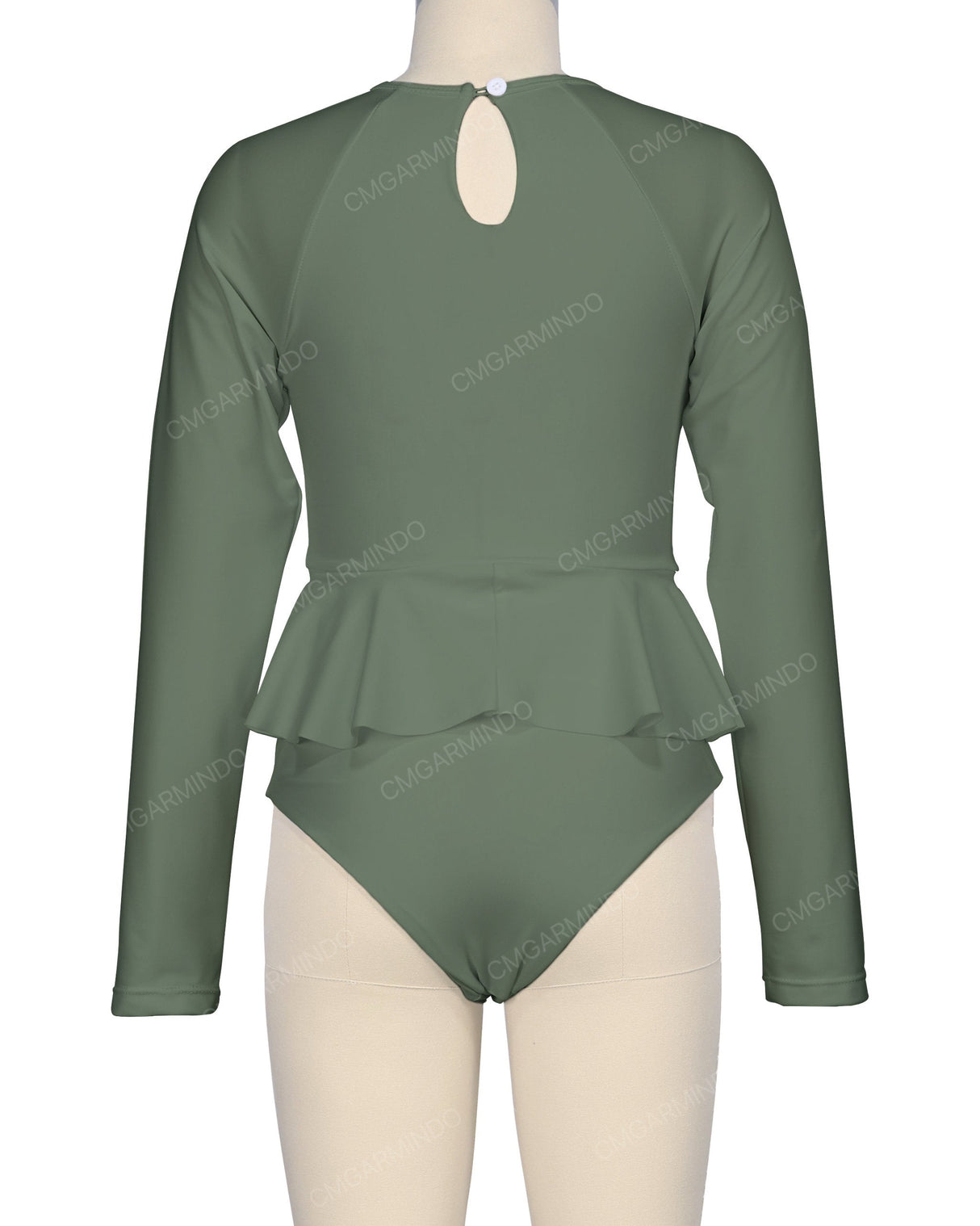 Long Sleeve Frill Waist One Piece