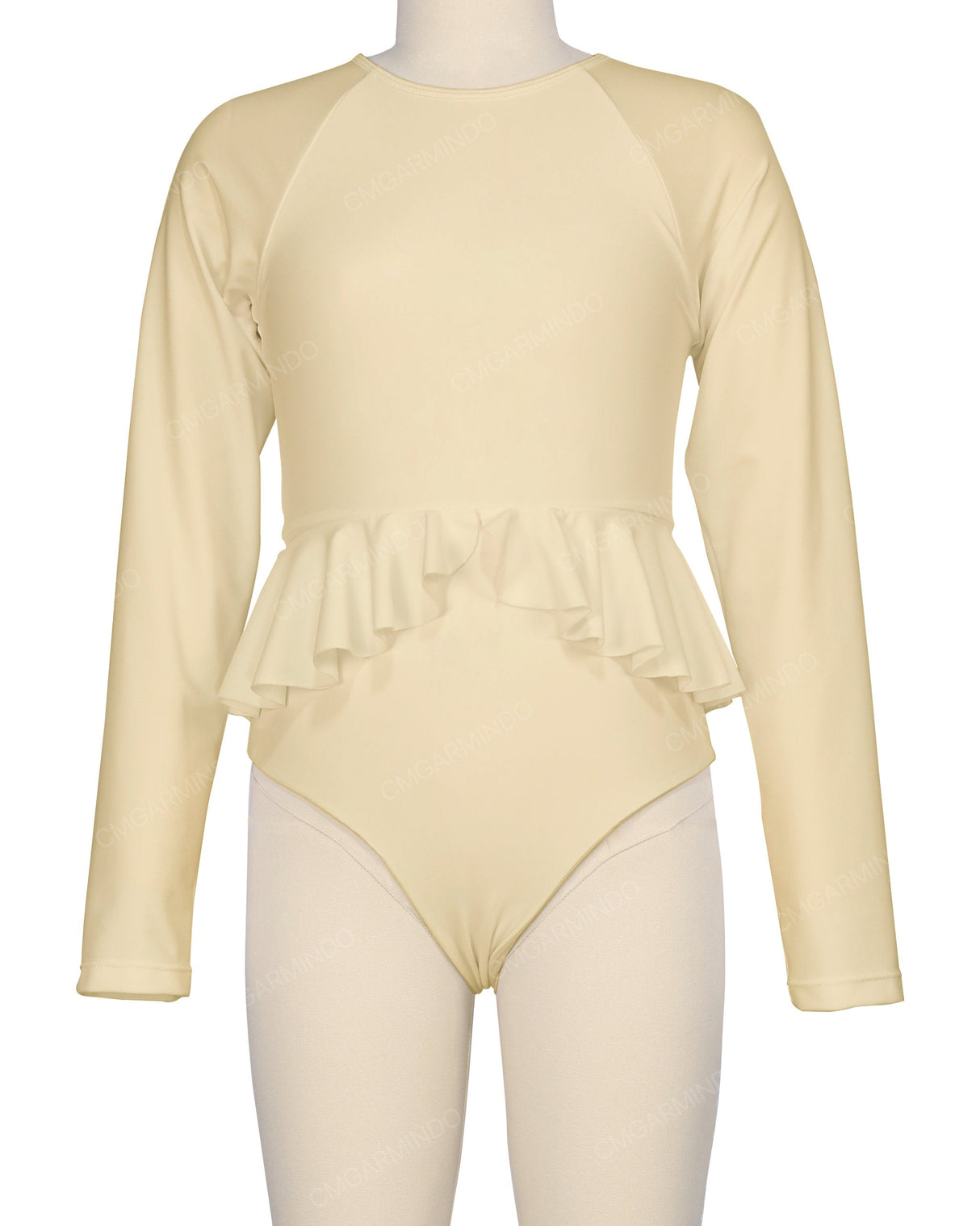 Long Sleeve Frill Waist One Piece