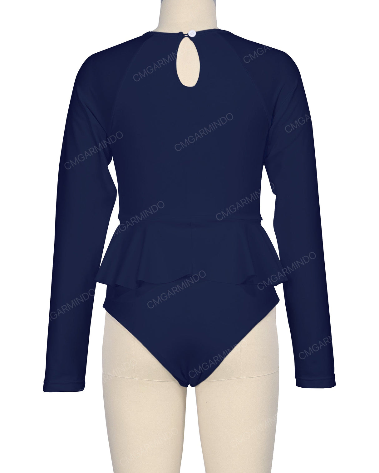 Long Sleeve Frill Waist One Piece